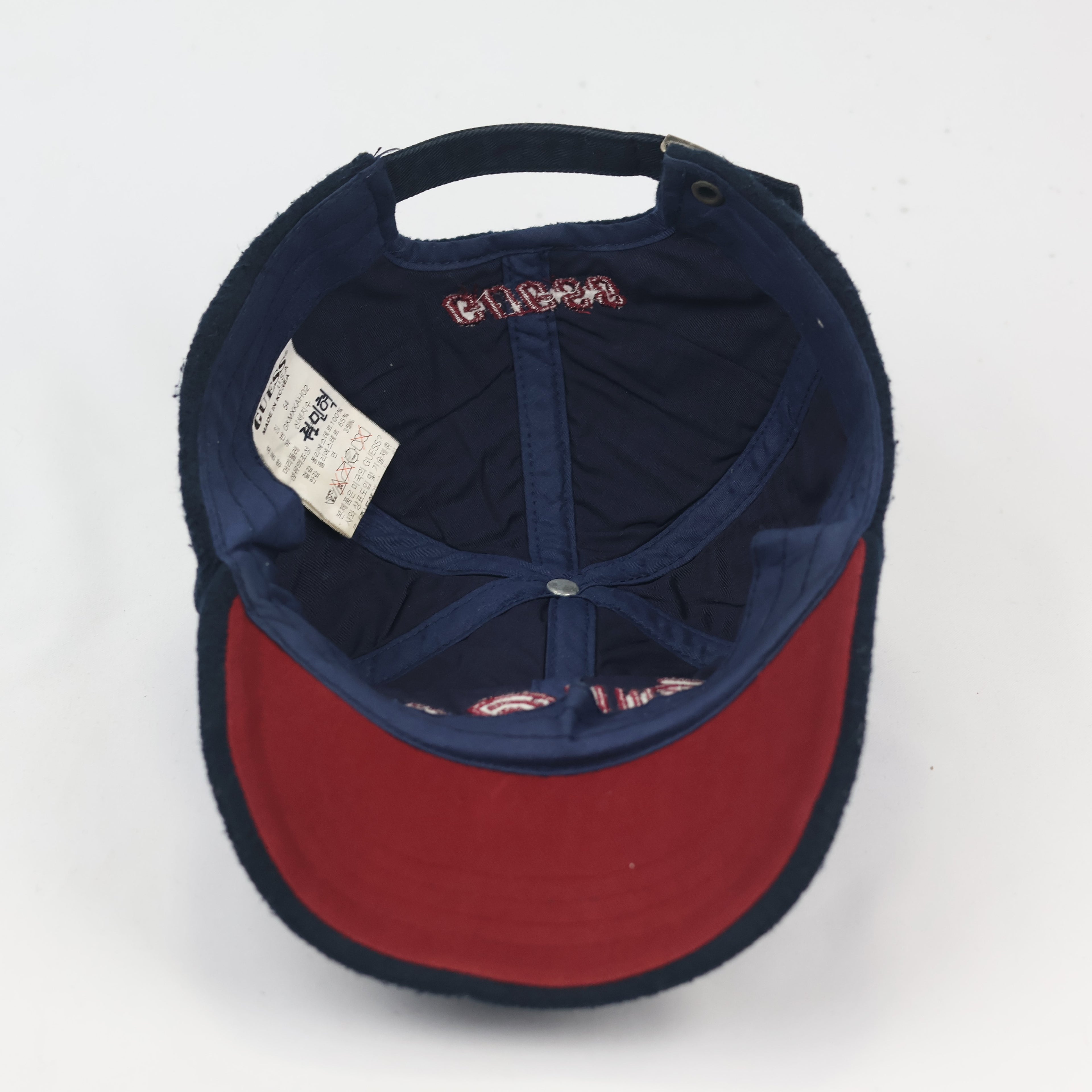 Kids GUESS U.S.A. Vintage Navy Blue Textured Thrifted Baseball Cap
