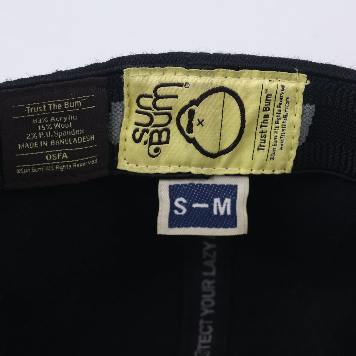 Vintage Sun Bum Black Thrifted Fitted Cap - "Protect Your Lazy Ass"