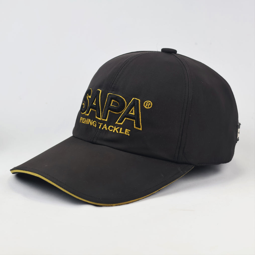 SAPA Outdoor Sport Fishing Thrifted Cap - Black Performance Fabric with Rope Strap