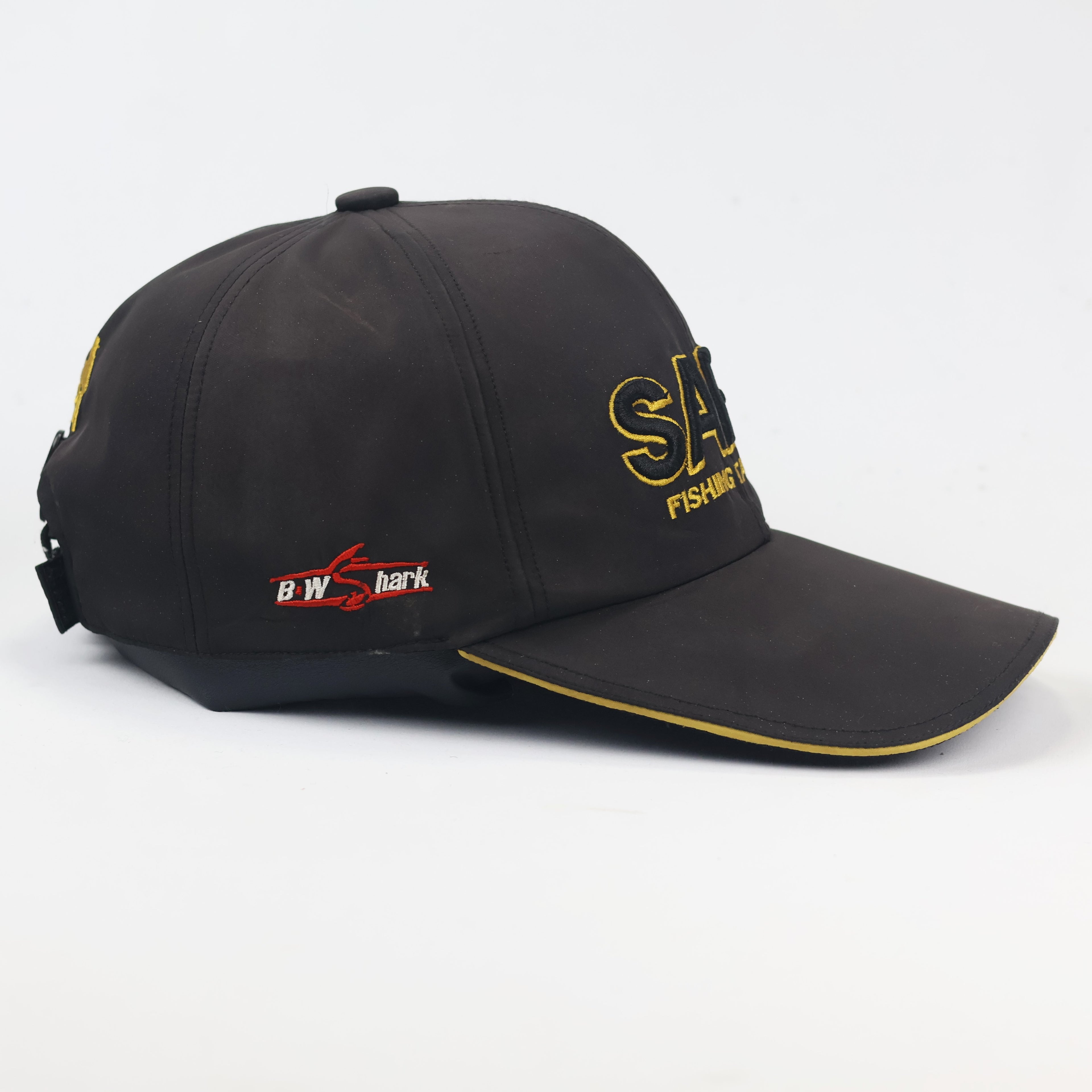 SAPA Outdoor Sport Fishing Thrifted Cap - Black Performance Fabric with Rope Strap