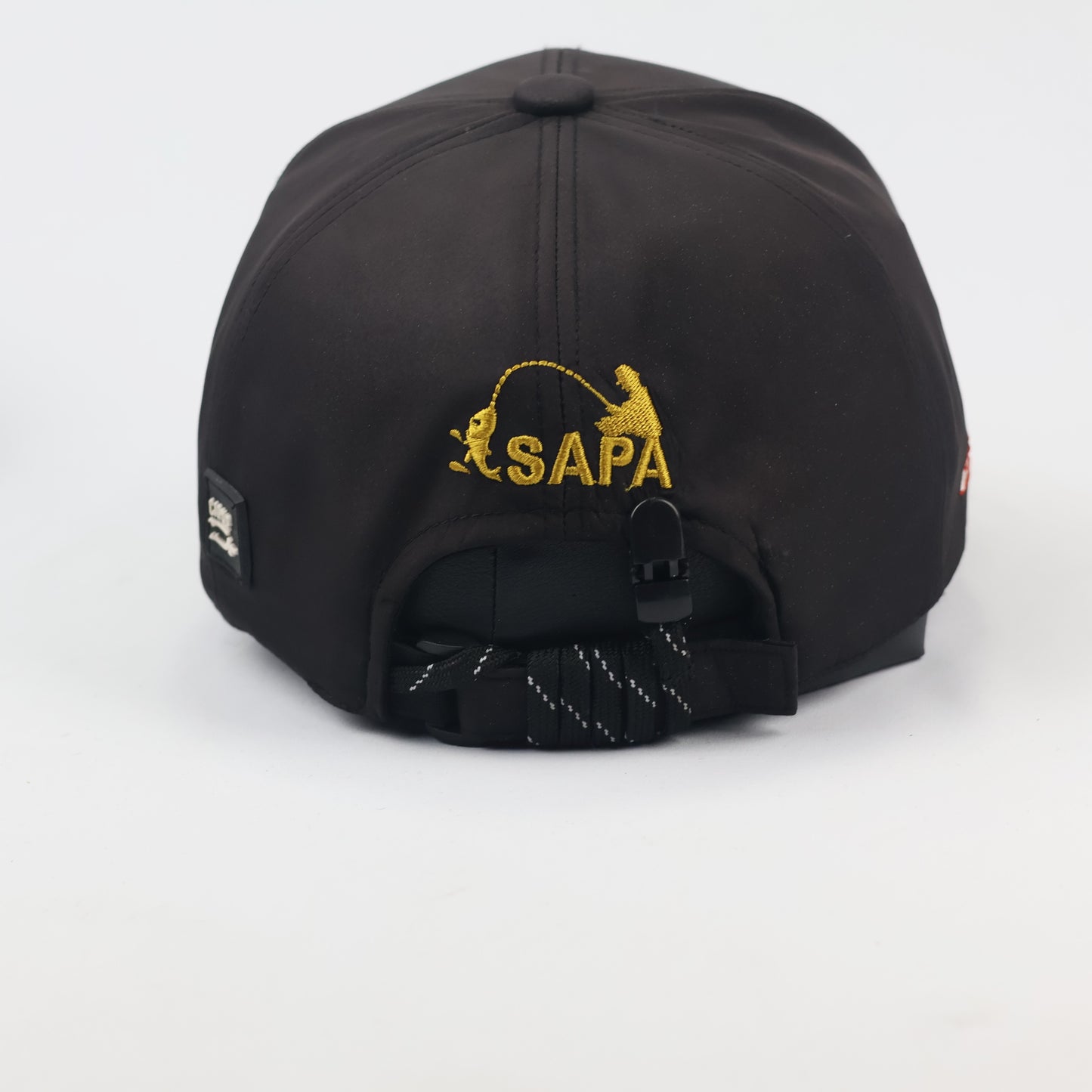 SAPA Outdoor Sport Fishing Thrifted Cap - Black Performance Fabric with Rope Strap