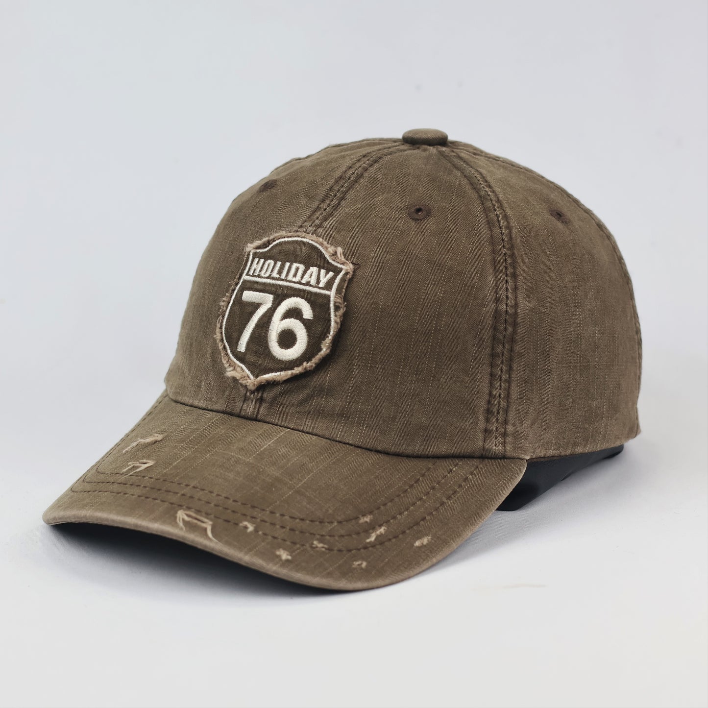 Everland Resort Graphic Thrifted Cap - Khaki Brown "Holiday 76" Adjustable