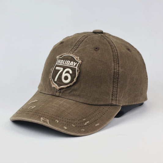 Everland Resort Graphic Thrifted Cap - Khaki Brown "Holiday 76" Adjustable