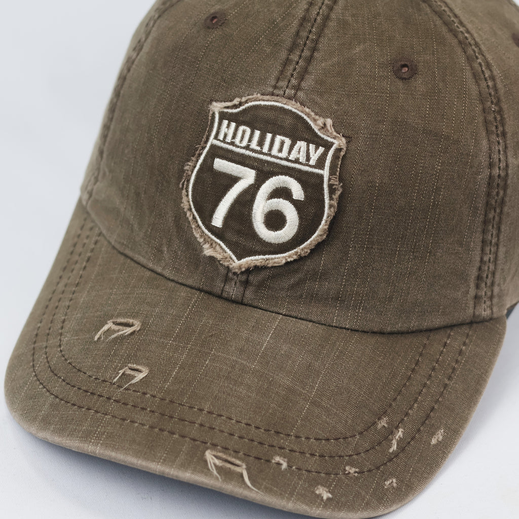 Everland Resort Graphic Thrifted Cap - Khaki Brown "Holiday 76" Adjustable