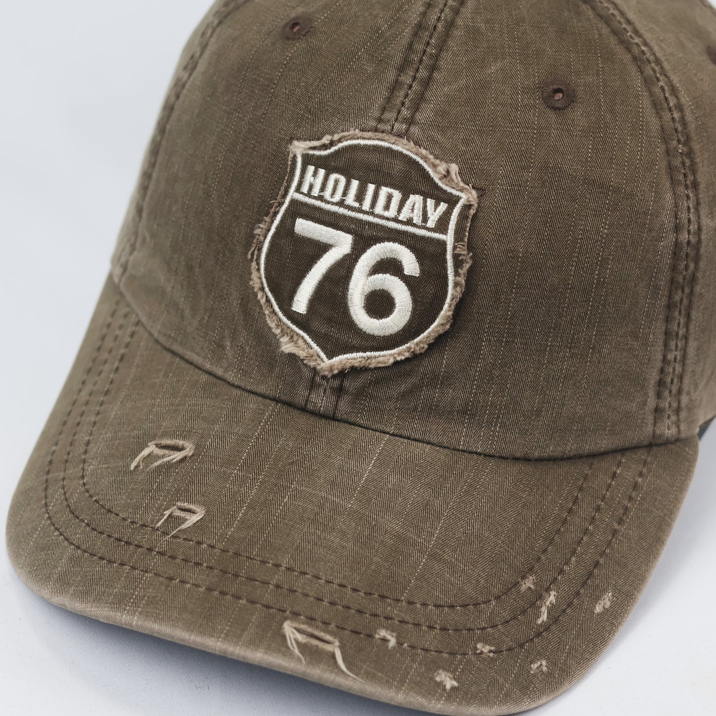 Everland Resort Graphic Thrifted Cap - Khaki Brown "Holiday 76" Adjustable