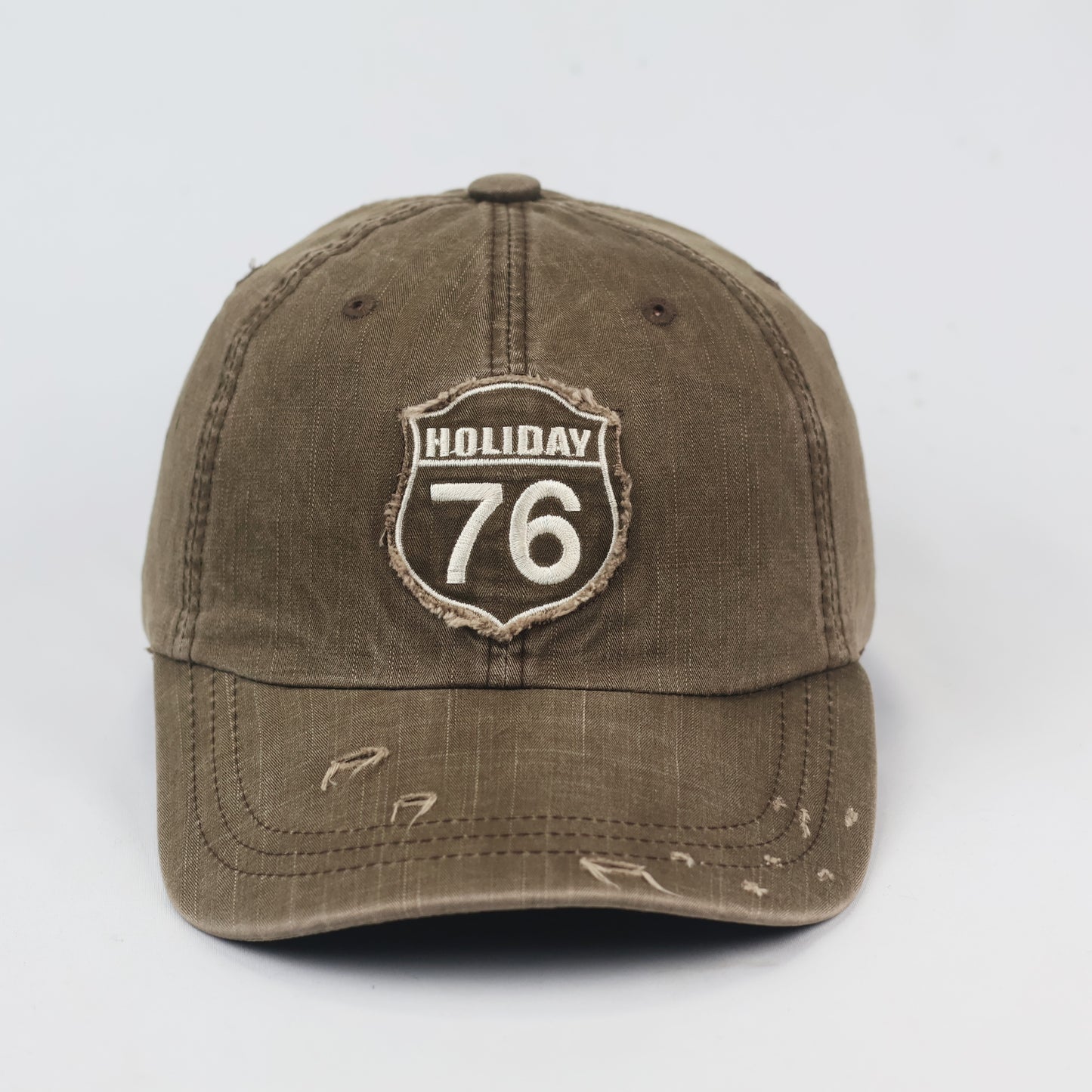 Everland Resort Graphic Thrifted Cap - Khaki Brown "Holiday 76" Adjustable
