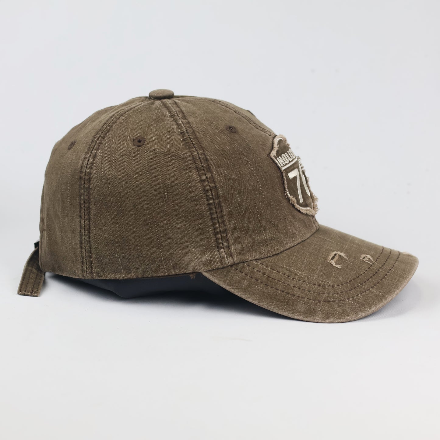 Everland Resort Graphic Thrifted Cap - Khaki Brown "Holiday 76" Adjustable