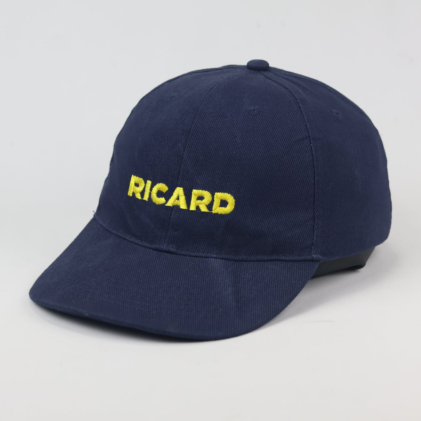 Vintage Style RICARD Yellow Script Navy Blue Thrifted Hat - Adjustable Sporty Cap