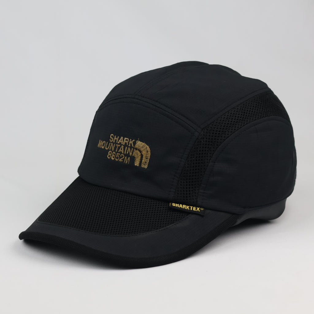 Vintage Shark Mountain 8852M Sport Cap - Black Breathable Thrifted Mesh Hat