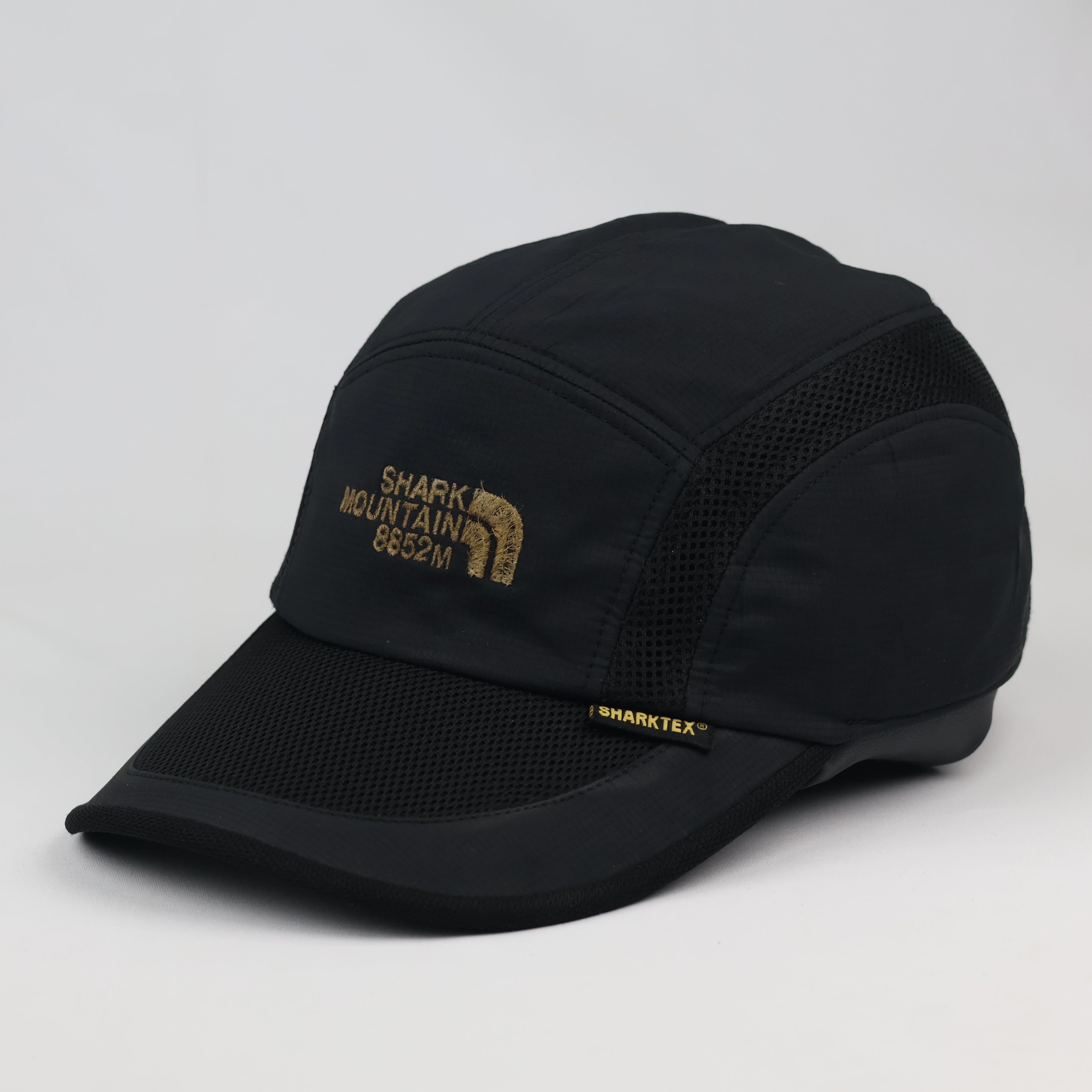 Vintage Shark Mountain 8852M Sport Cap - Black Breathable Thrifted Mesh Hat