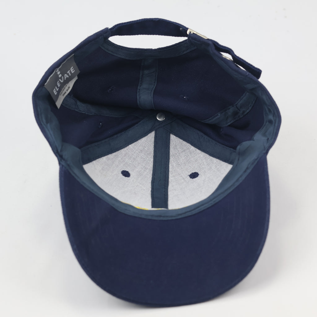 Vintage Style RICARD Yellow Script Navy Blue Thrifted Hat - Adjustable Sporty Cap
