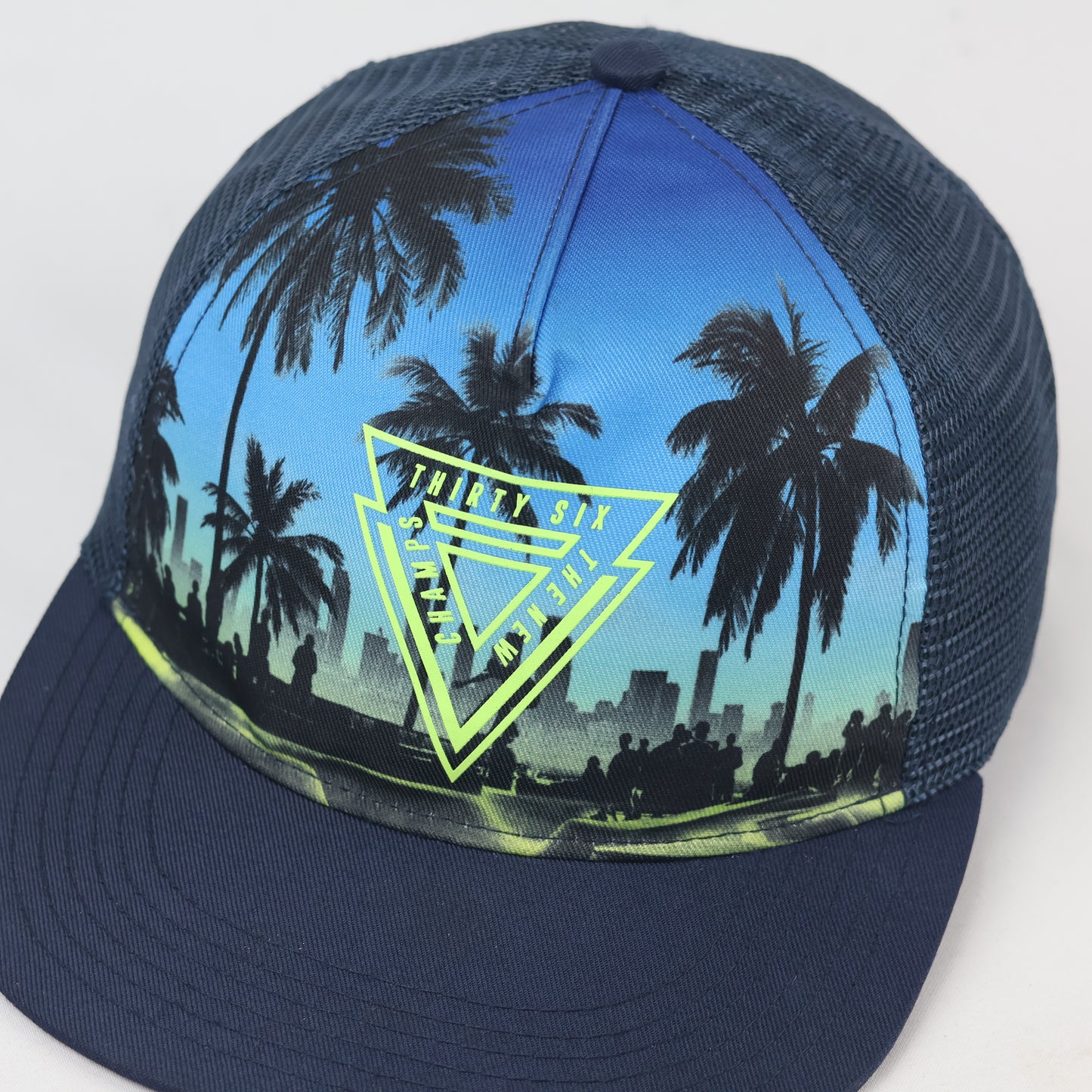 H&M "Thirty Six" Tropical Graphic Thrifted Hat - Adjustable Mesh Cap