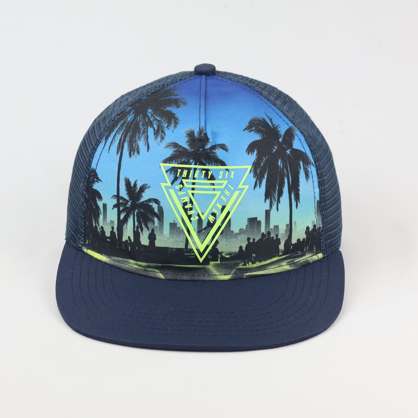 H&M "Thirty Six" Tropical Graphic Thrifted Hat - Adjustable Mesh Cap