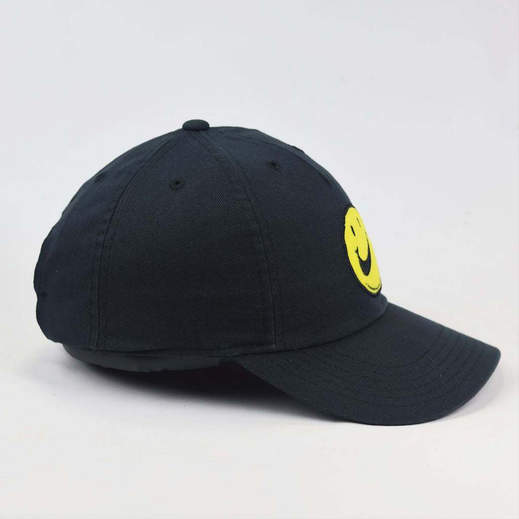 Nike Heritage86 Graphic Thrifted Cap - Black with Yellow Smiley Face Logo