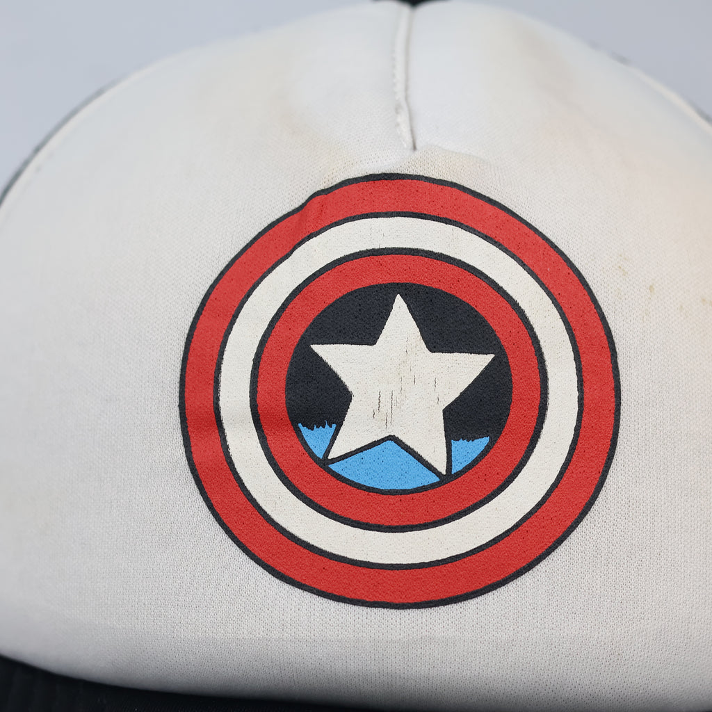 Vintage Marvel Captain America Mesh Trucker Cap - Black & White Snapback