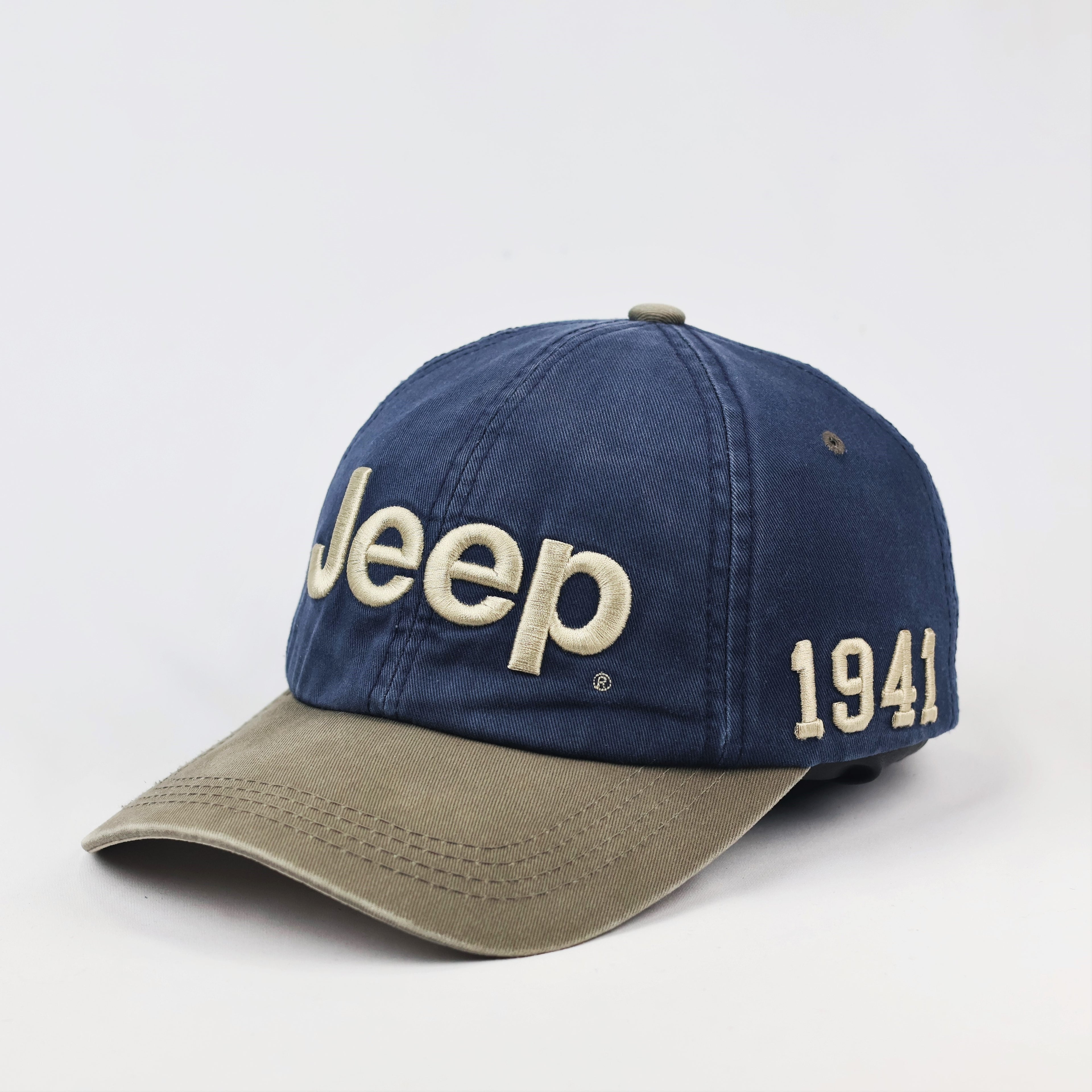 Vintage Jeep "1941" Embroidered Baseball Thrifted Cap - Navy Blue & Grey Hat