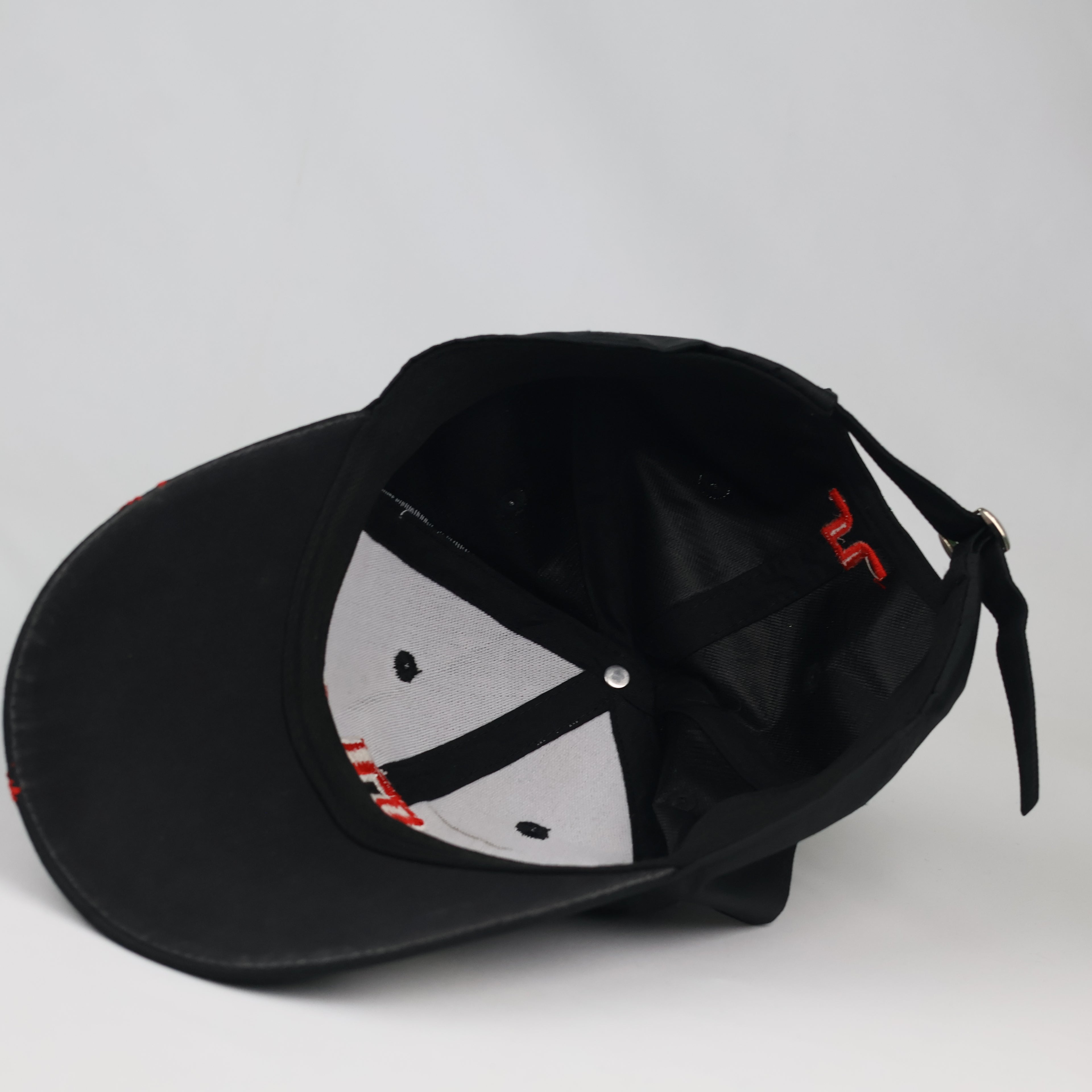 J.Lindeberg Embroidered Logo Golf Hat - Black Cap with Red Thrifted Cap