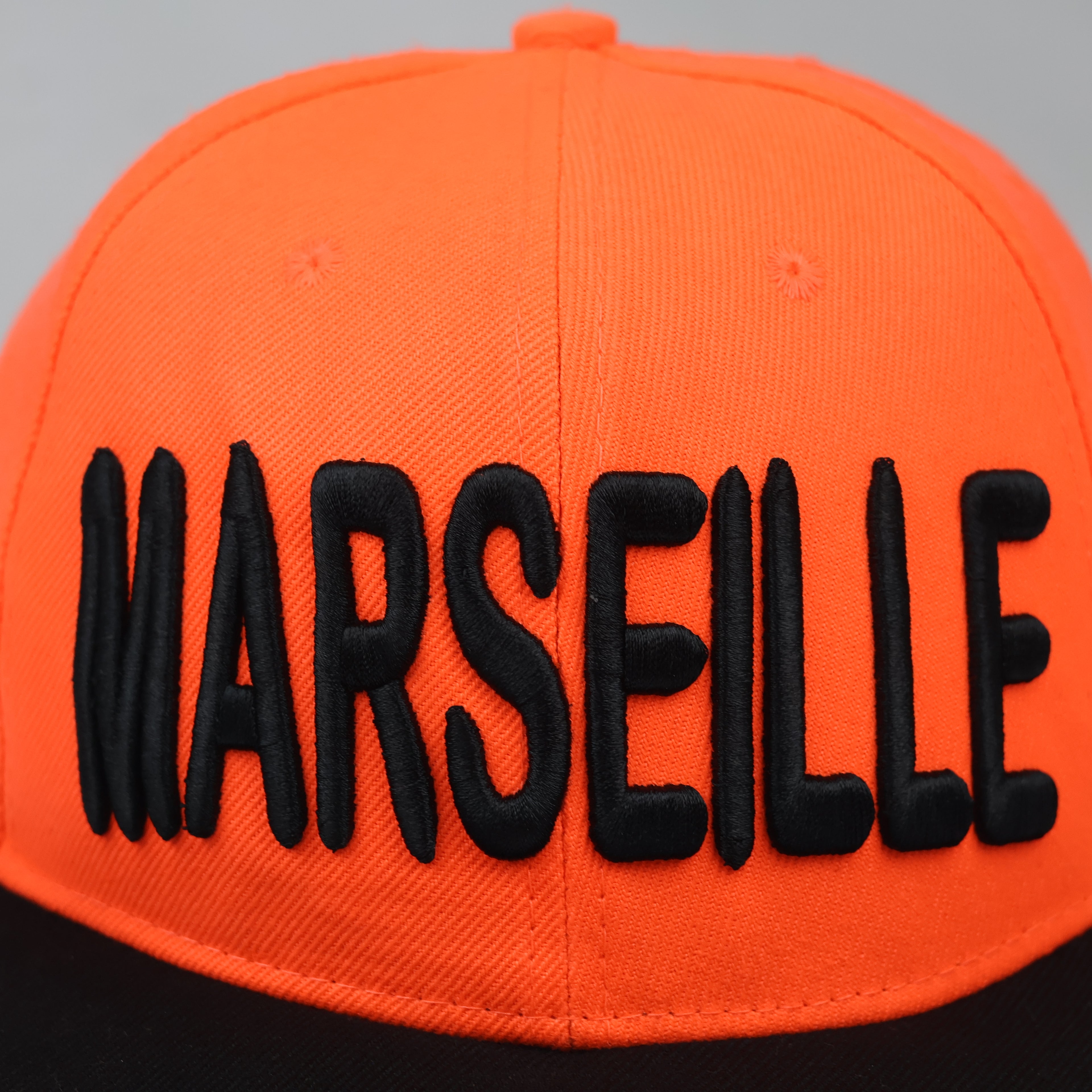 Two-Tone Neon Orange & Black Marseille Cap - Retro 6-Panel Hat