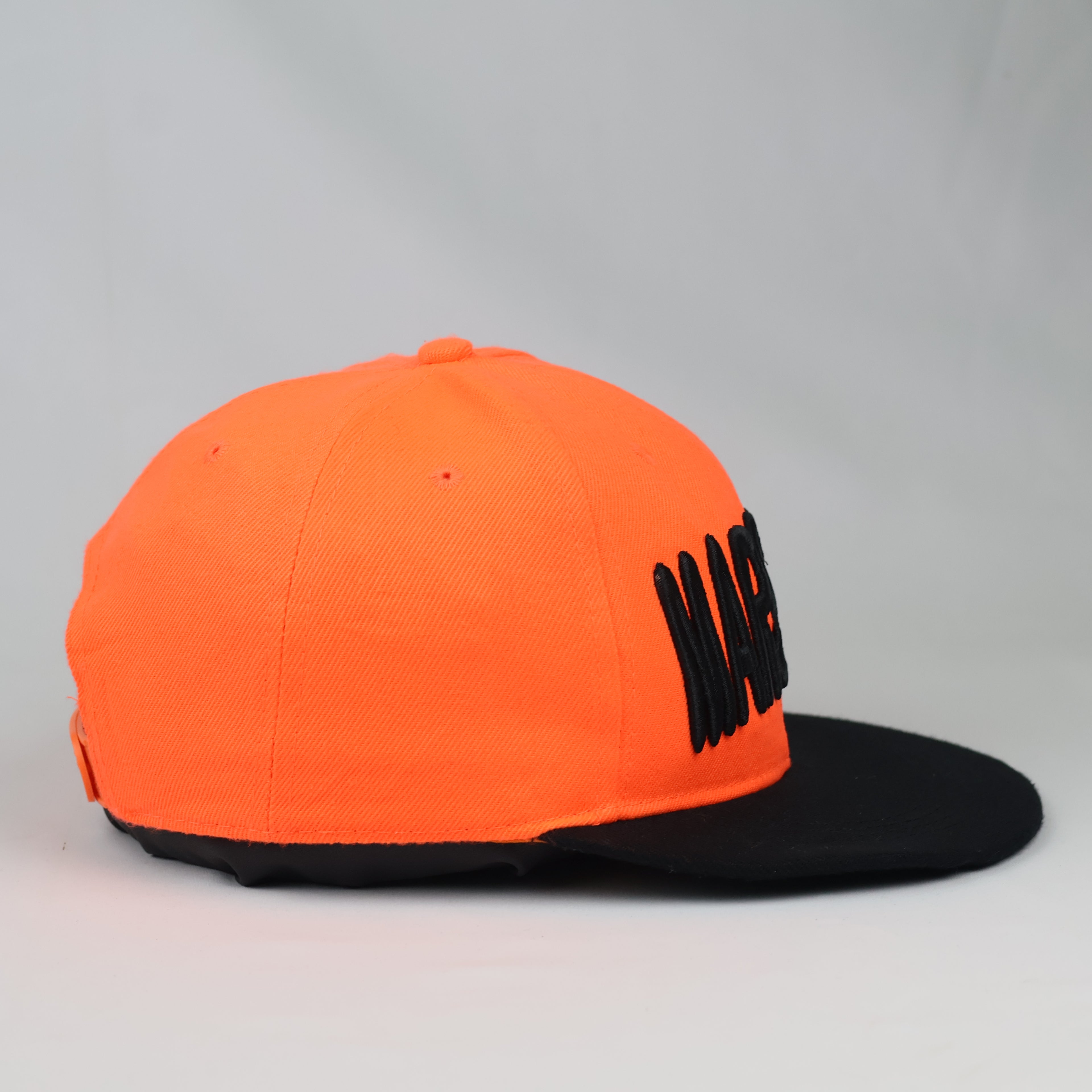 Two-Tone Neon Orange & Black Marseille Cap - Retro 6-Panel Hat