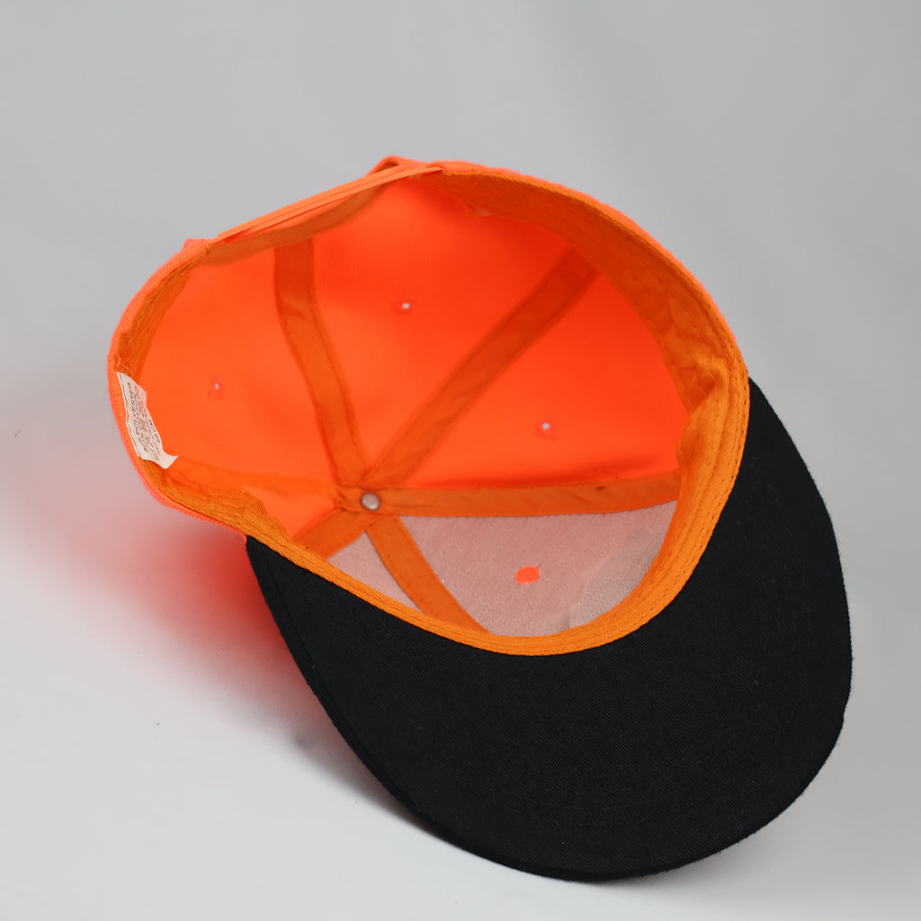 Two-Tone Neon Orange & Black Marseille Cap - Retro 6-Panel Hat