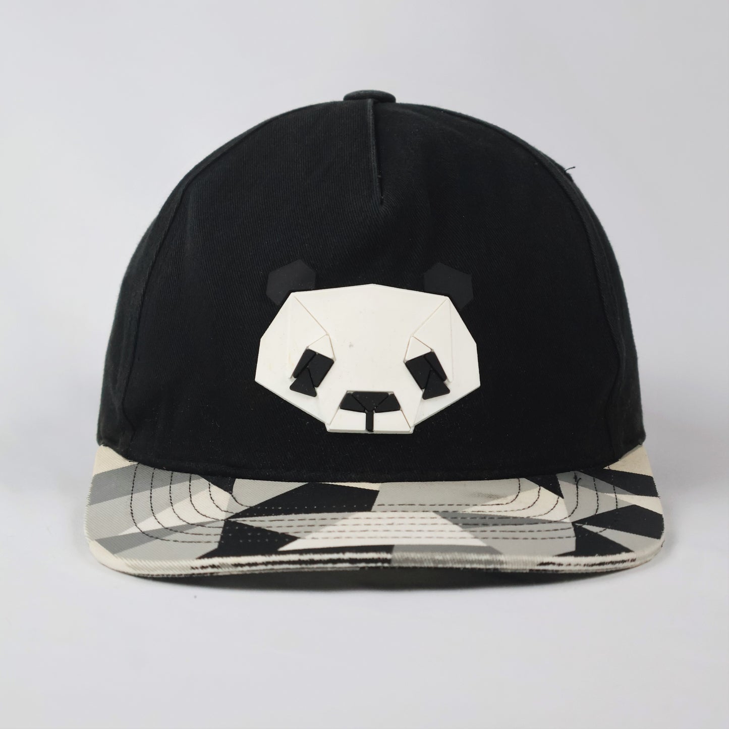 "TEAMLIFE" Panda Snapback with Geometric Camo Brim (57-59cm)