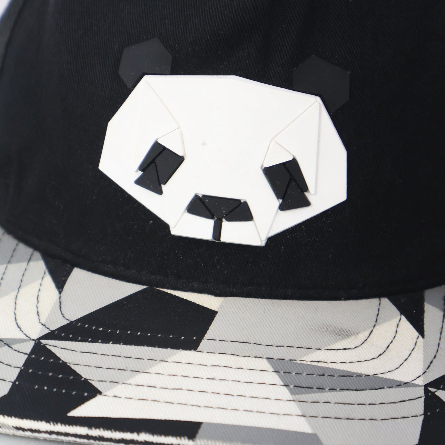 "TEAMLIFE" Panda Snapback with Geometric Camo Brim (57-59cm)