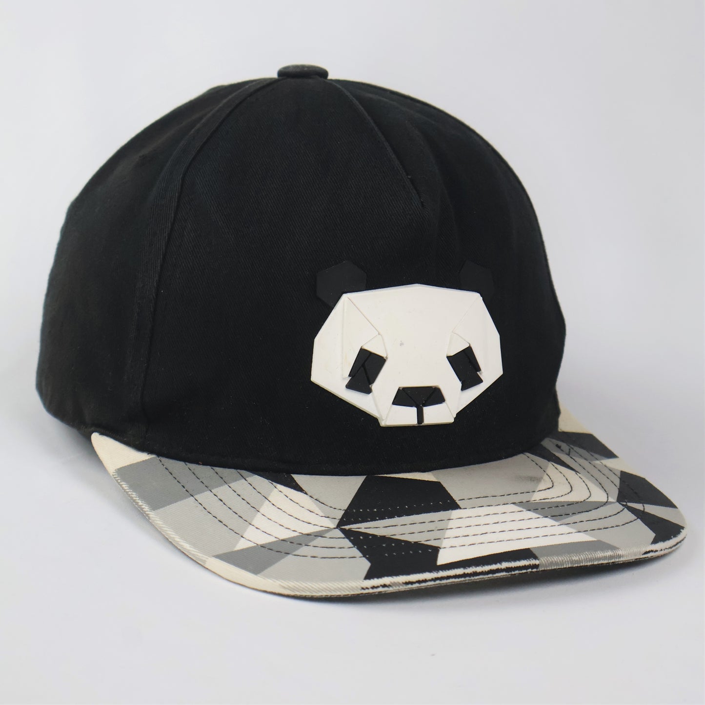 "TEAMLIFE" Panda Snapback with Geometric Camo Brim (57-59cm)