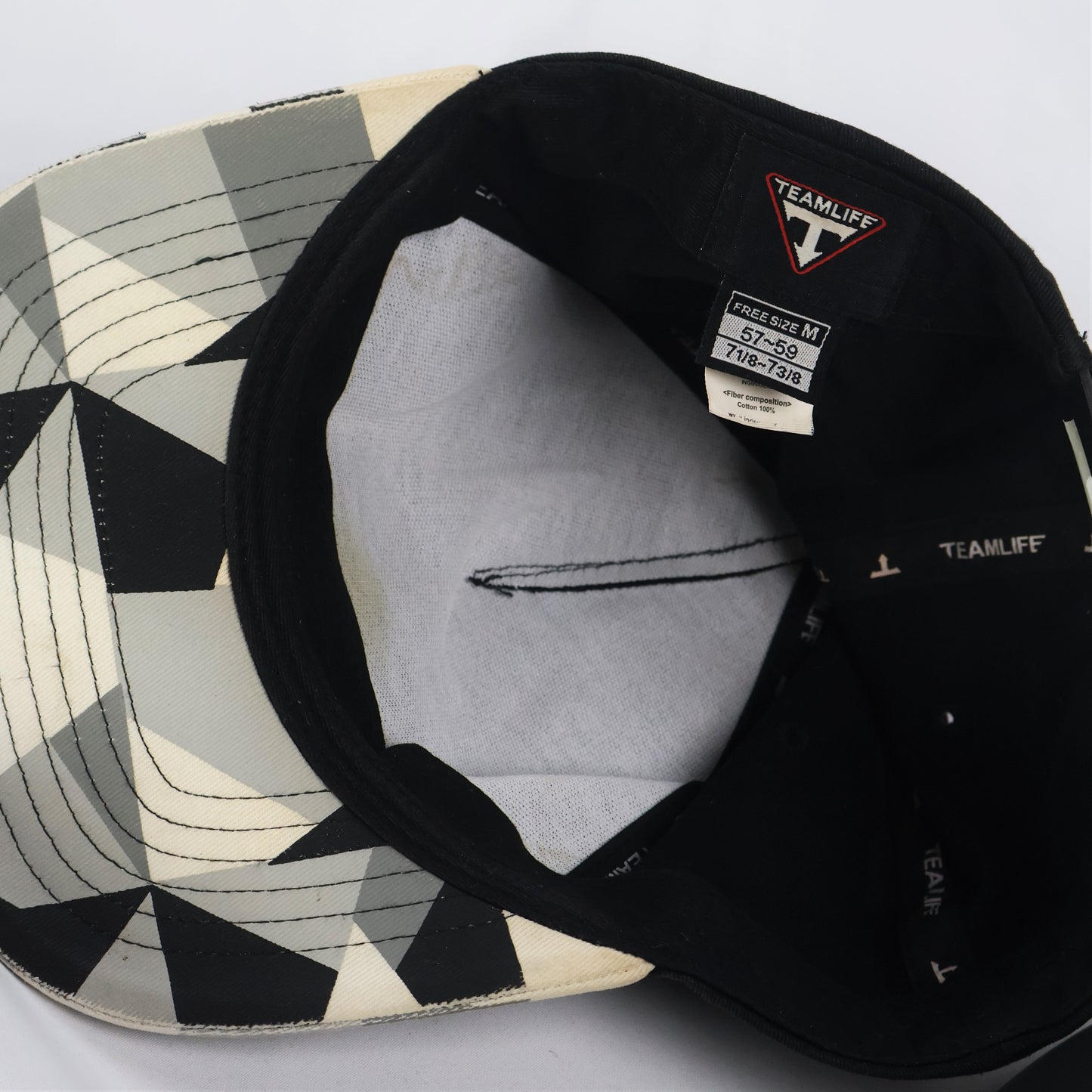 "TEAMLIFE" Panda Snapback with Geometric Camo Brim (57-59cm)