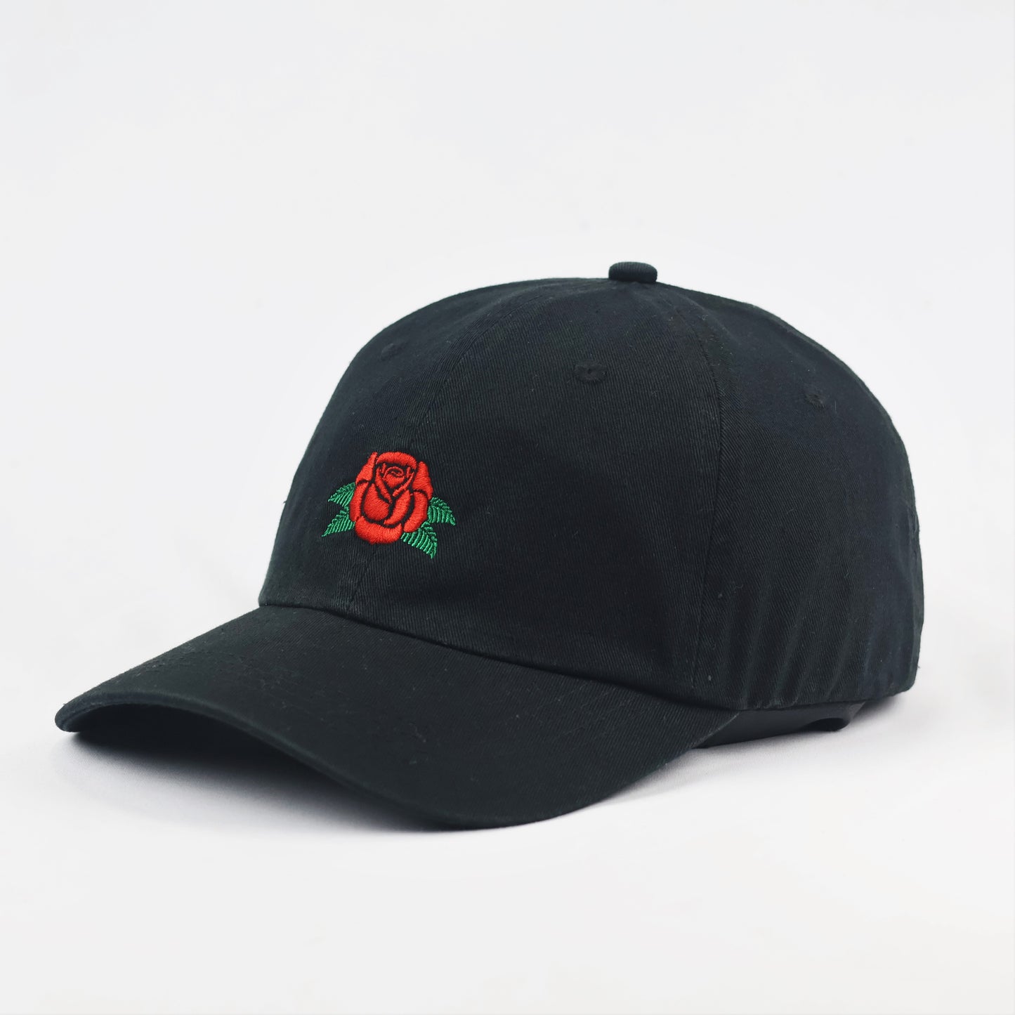 Factorie Embroidered Rose Cap - Pre-Loved Black Baseball Hat