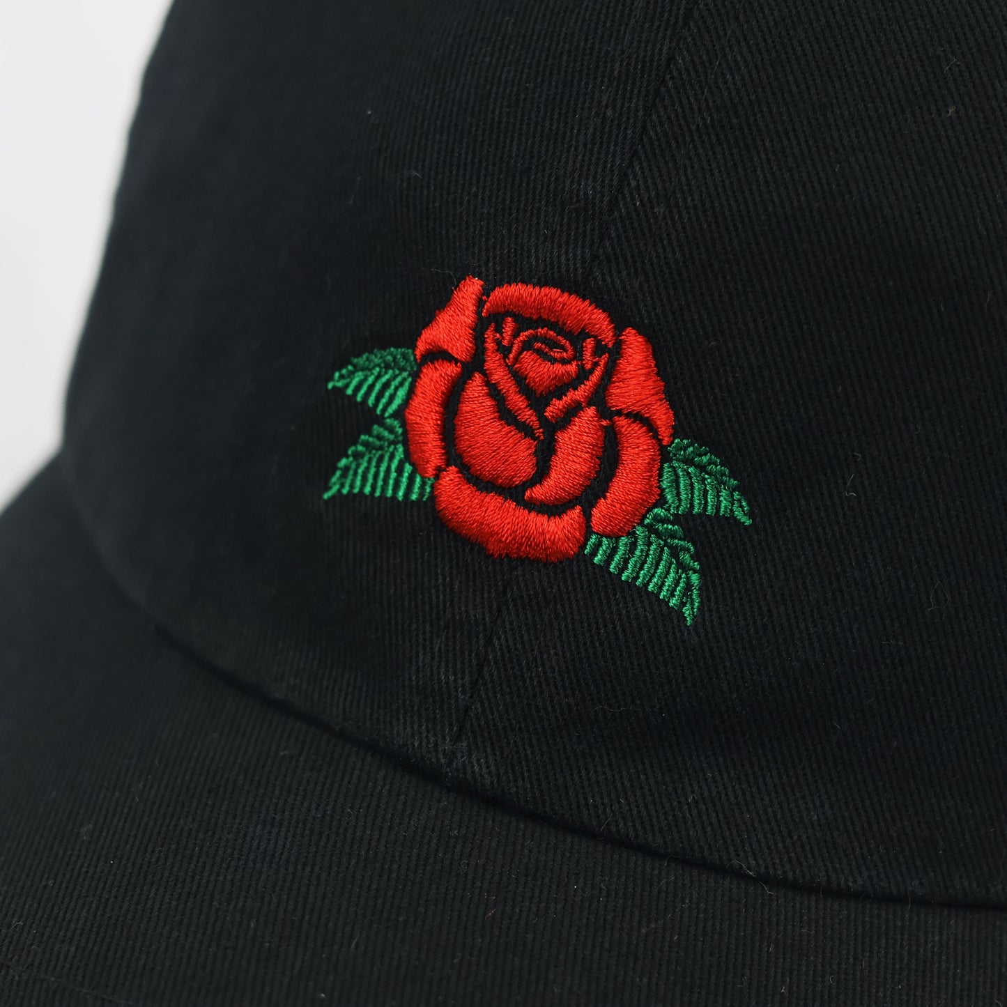 Factorie Embroidered Rose Cap - Pre-Loved Black Baseball Hat
