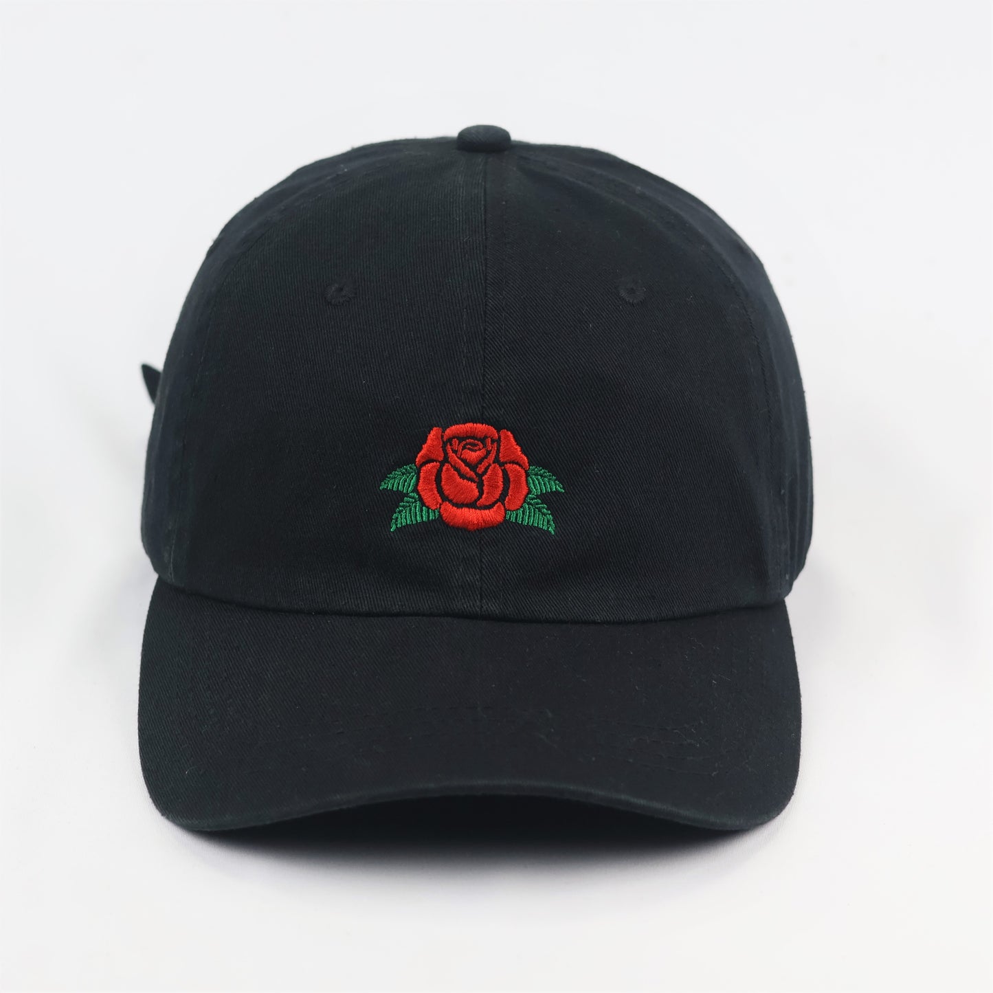 Factorie Embroidered Rose Cap - Pre-Loved Black Baseball Hat