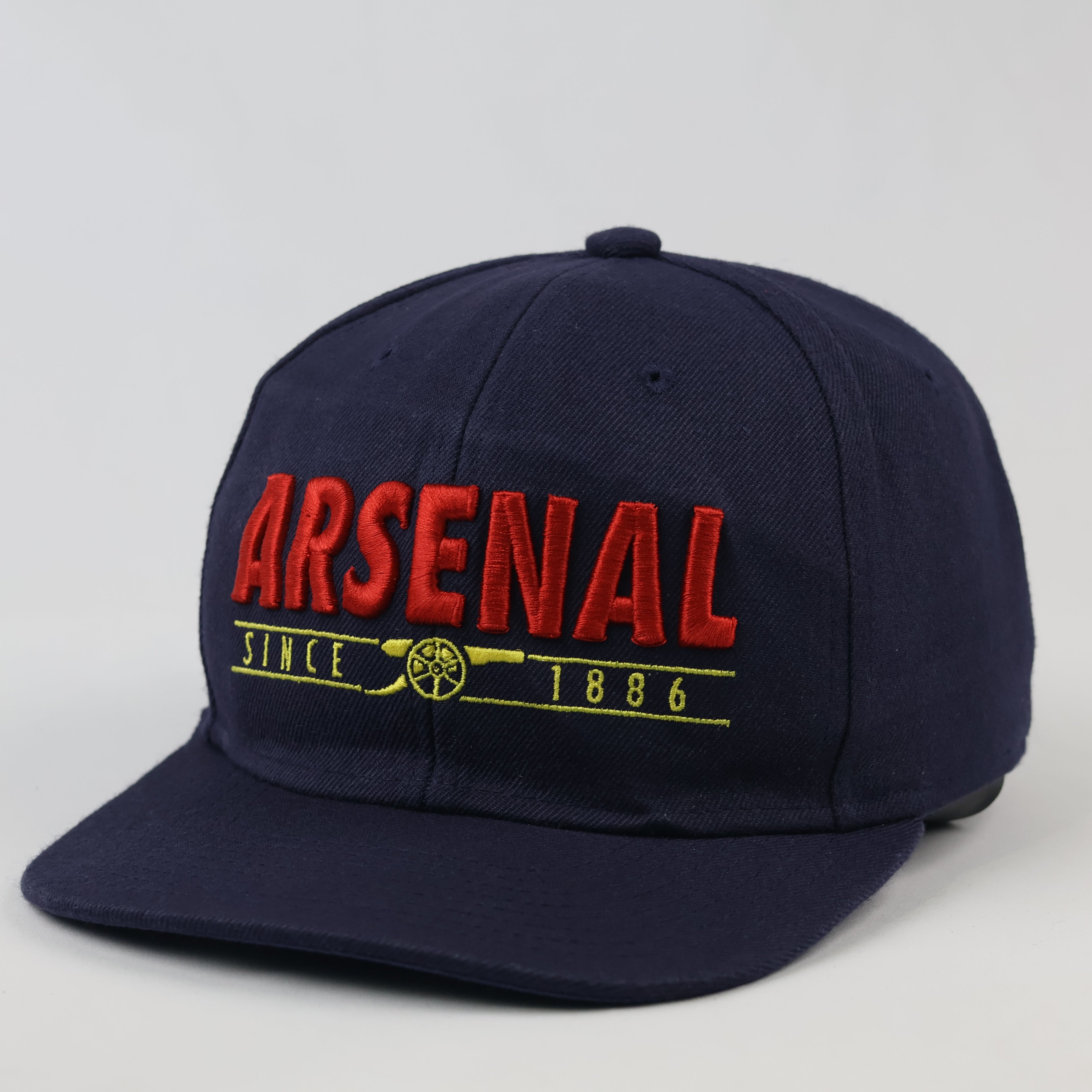 Arsenal FC Embroidered Cannon Snapback Cap - Navy Blue & Red Football Hat
