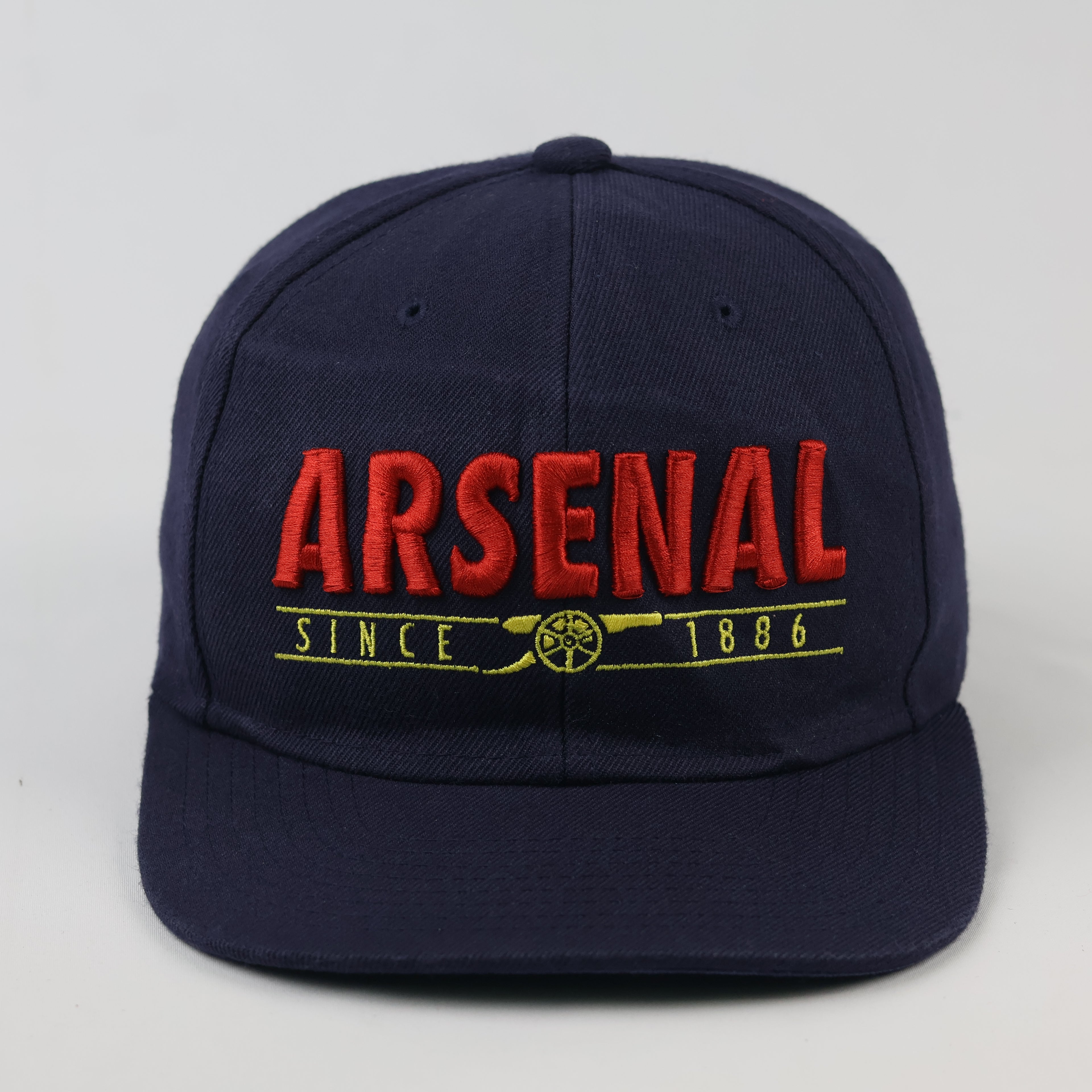 Arsenal FC Embroidered Cannon Snapback Cap - Navy Blue & Red Football Hat