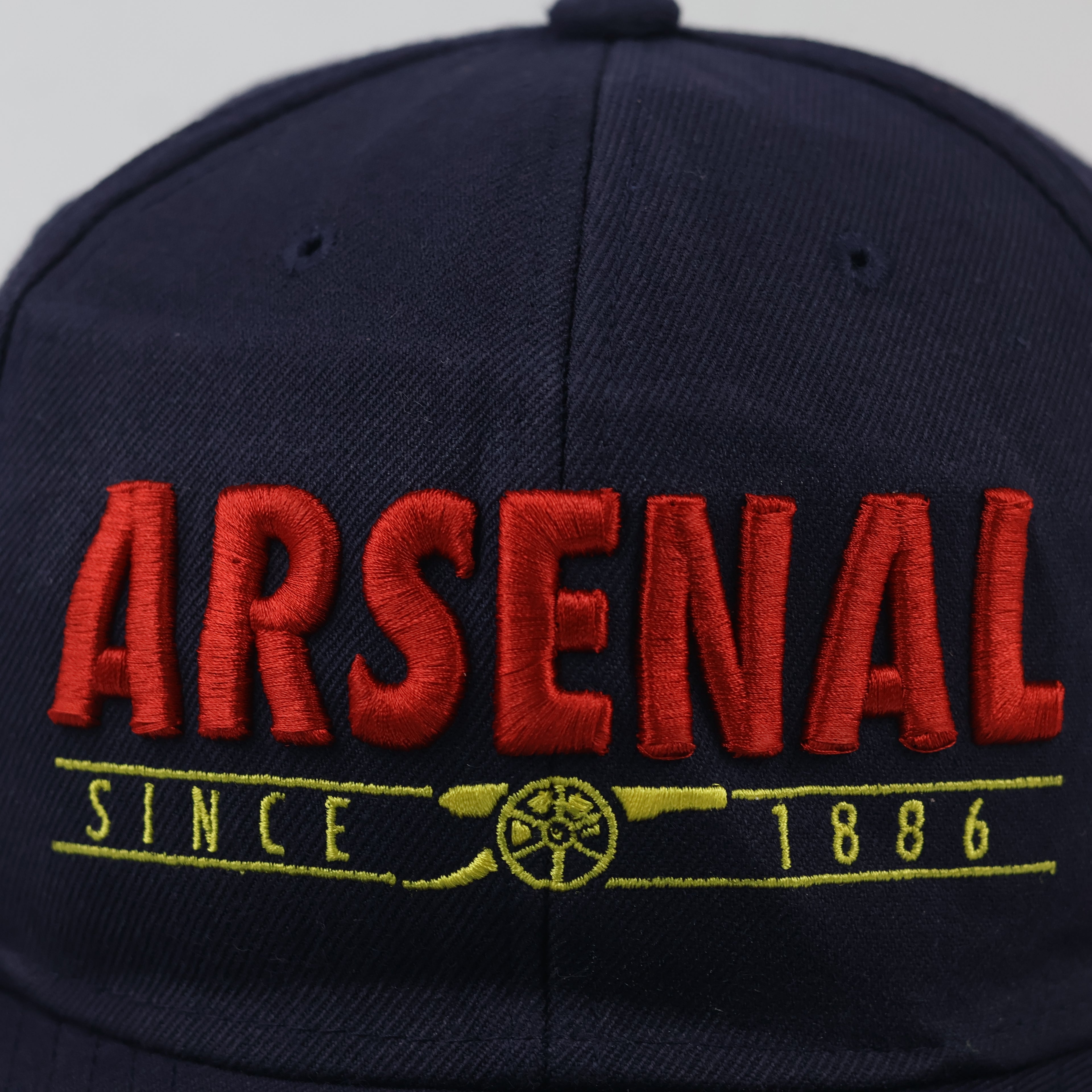 Arsenal FC Embroidered Cannon Snapback Cap - Navy Blue & Red Football Hat