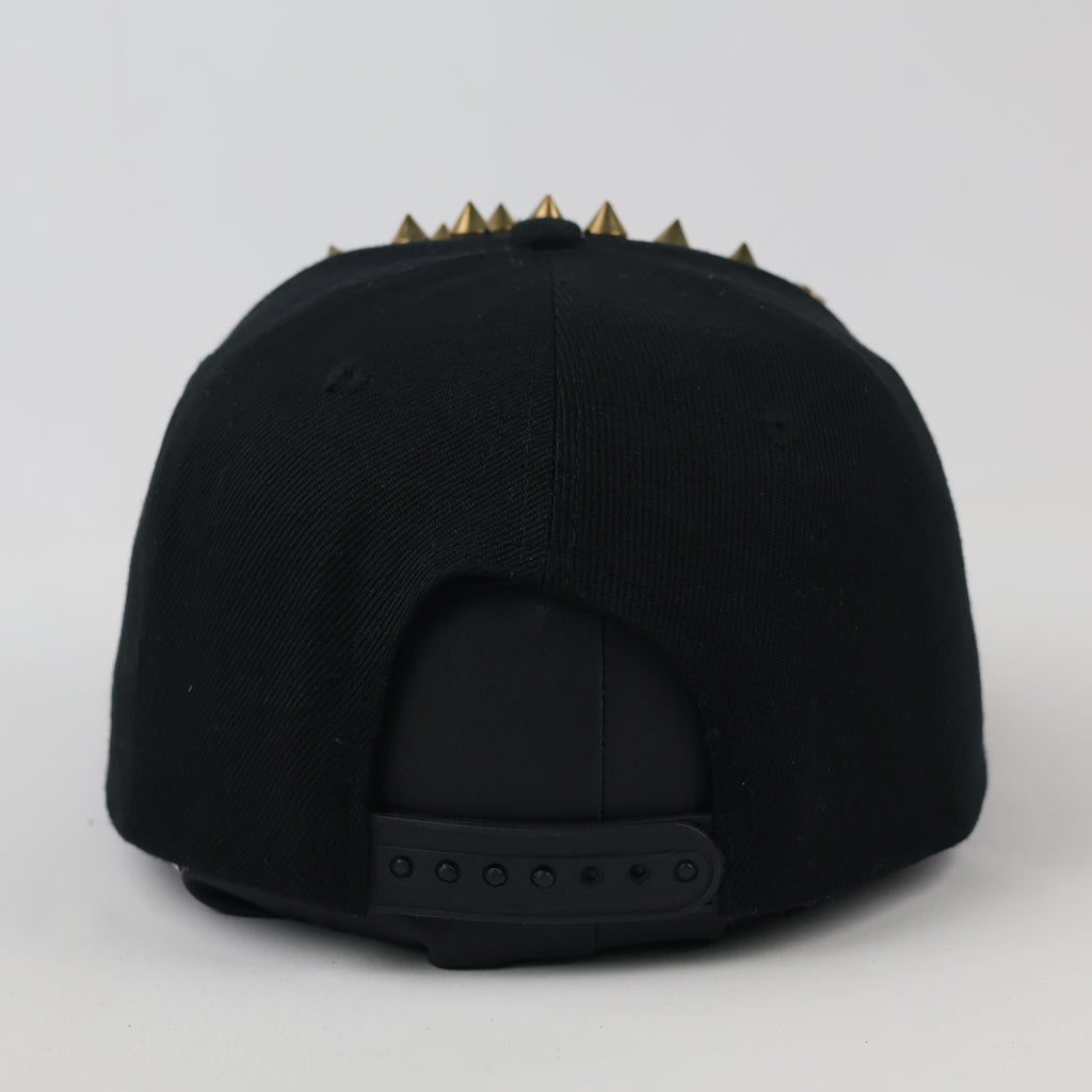 Gold Cone Studded Black Baseball Cap - Retro Gothic Rivet Snapback