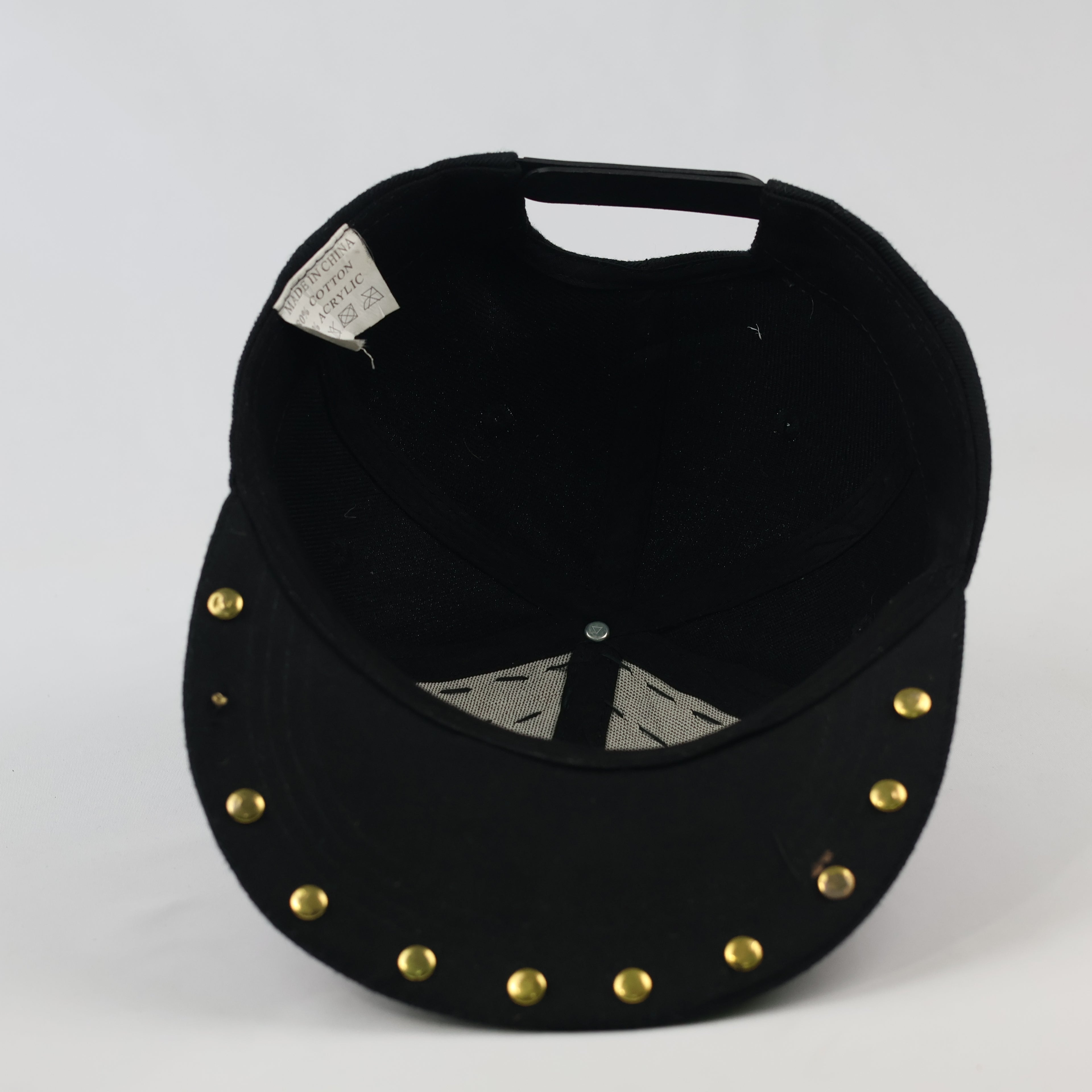 Gold Cone Studded Black Baseball Cap - Retro Gothic Rivet Snapback