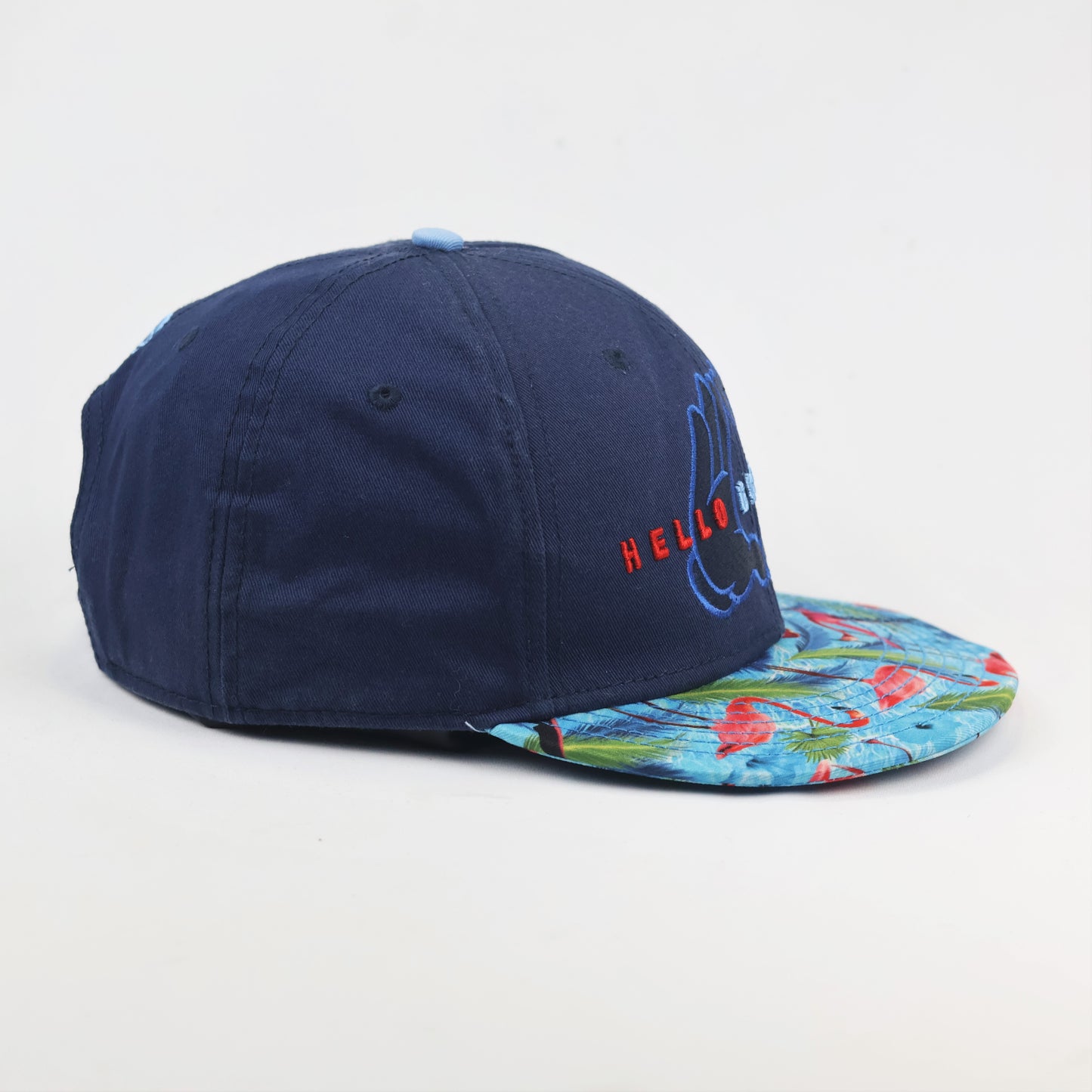 Cayler & Sons "Hello Brooklyn" Thrifted Snapback – Navy with Flamingo Print Brim