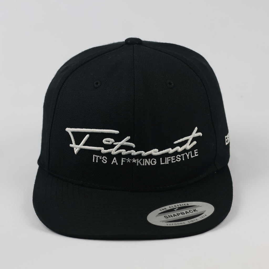 Vintage Fitment "It's a Lifestyle" Snapback | Yupoong Black Flat Brim Hat
