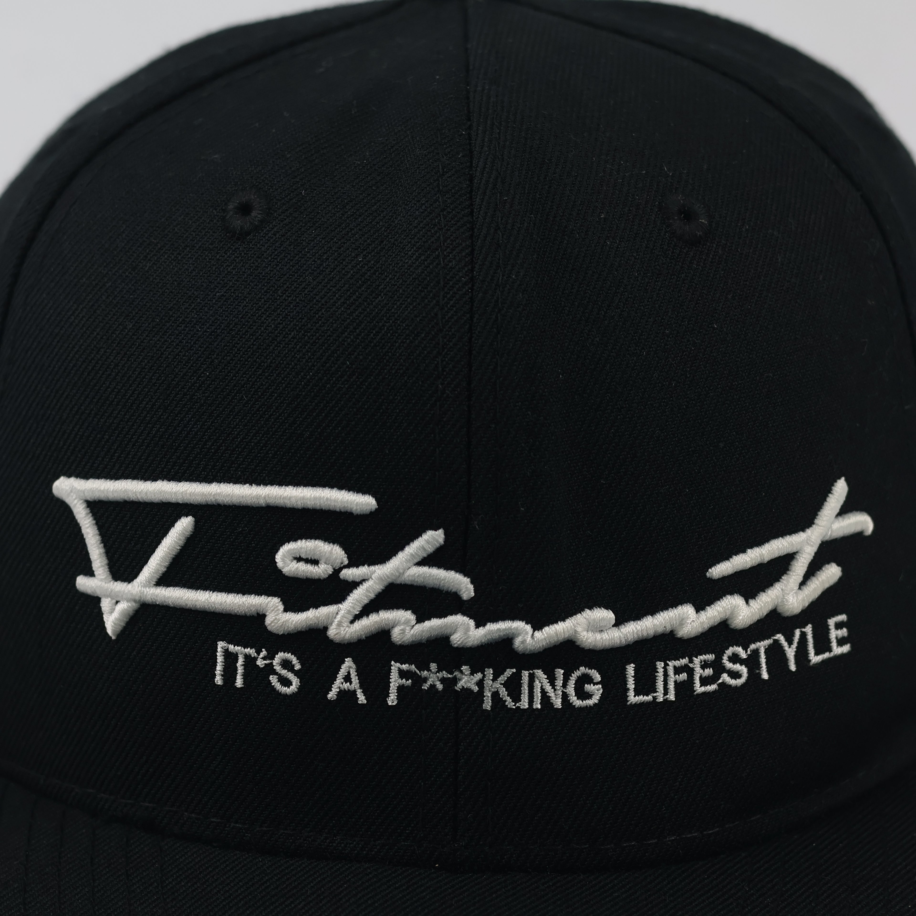 Vintage Fitment "It's a Lifestyle" Snapback | Yupoong Black Flat Brim Hat