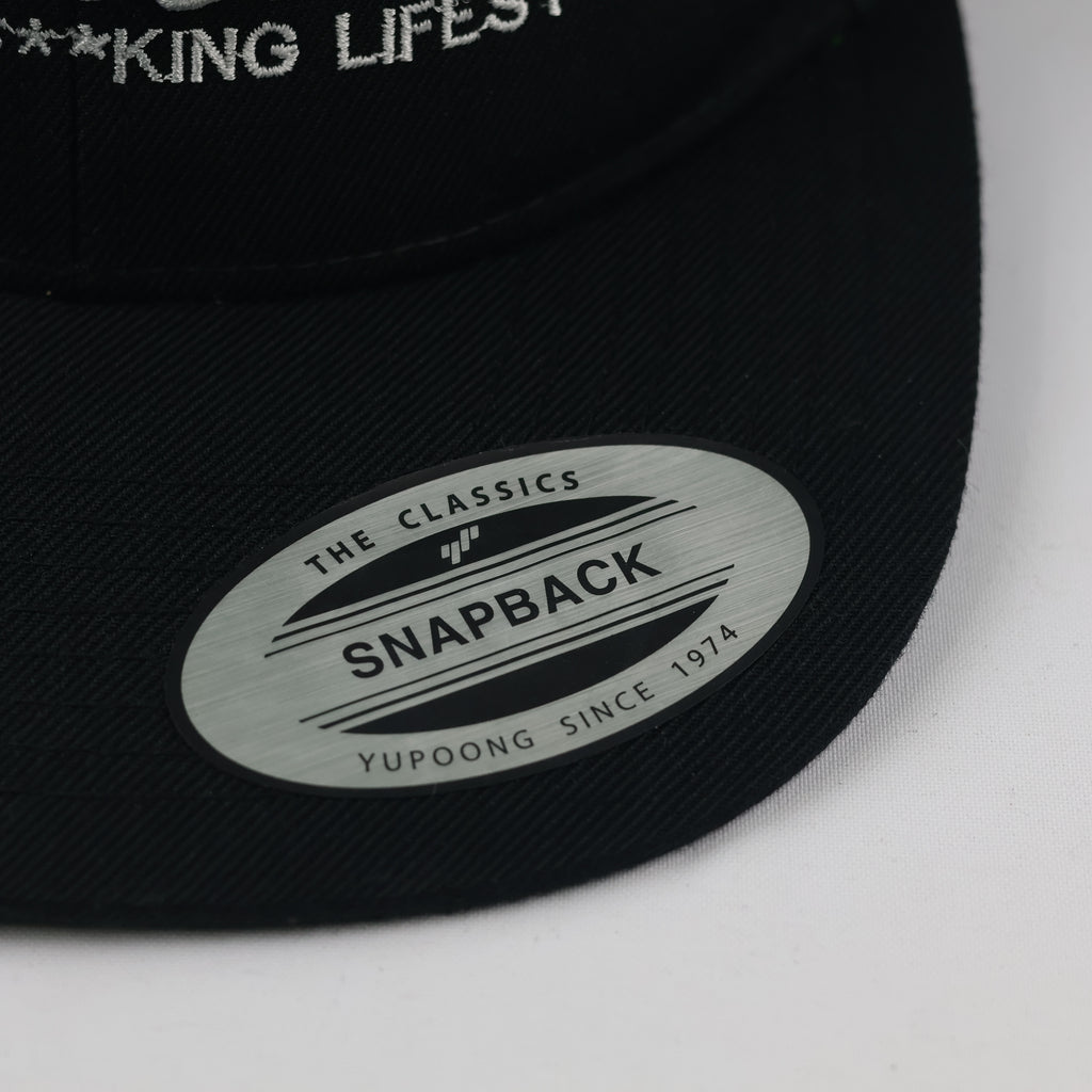 Vintage Fitment "It's a Lifestyle" Snapback | Yupoong Black Flat Brim Hat