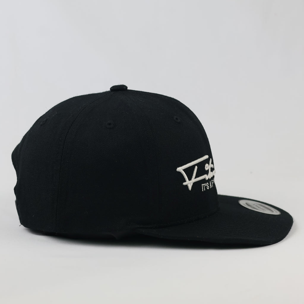 Vintage Fitment "It's a Lifestyle" Snapback | Yupoong Black Flat Brim Hat