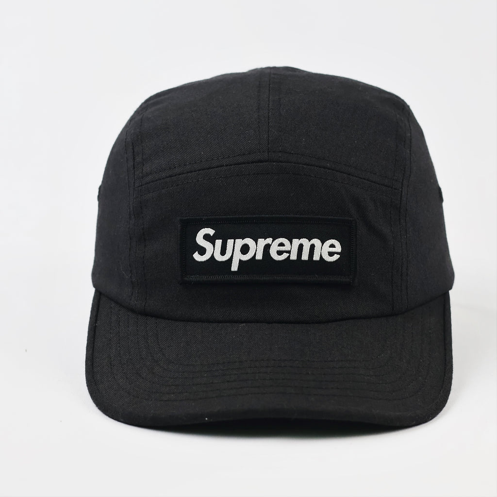 Vintage Supreme Black Camp Cap | Thrifted Adjustable Strapback Hat 56-58cm