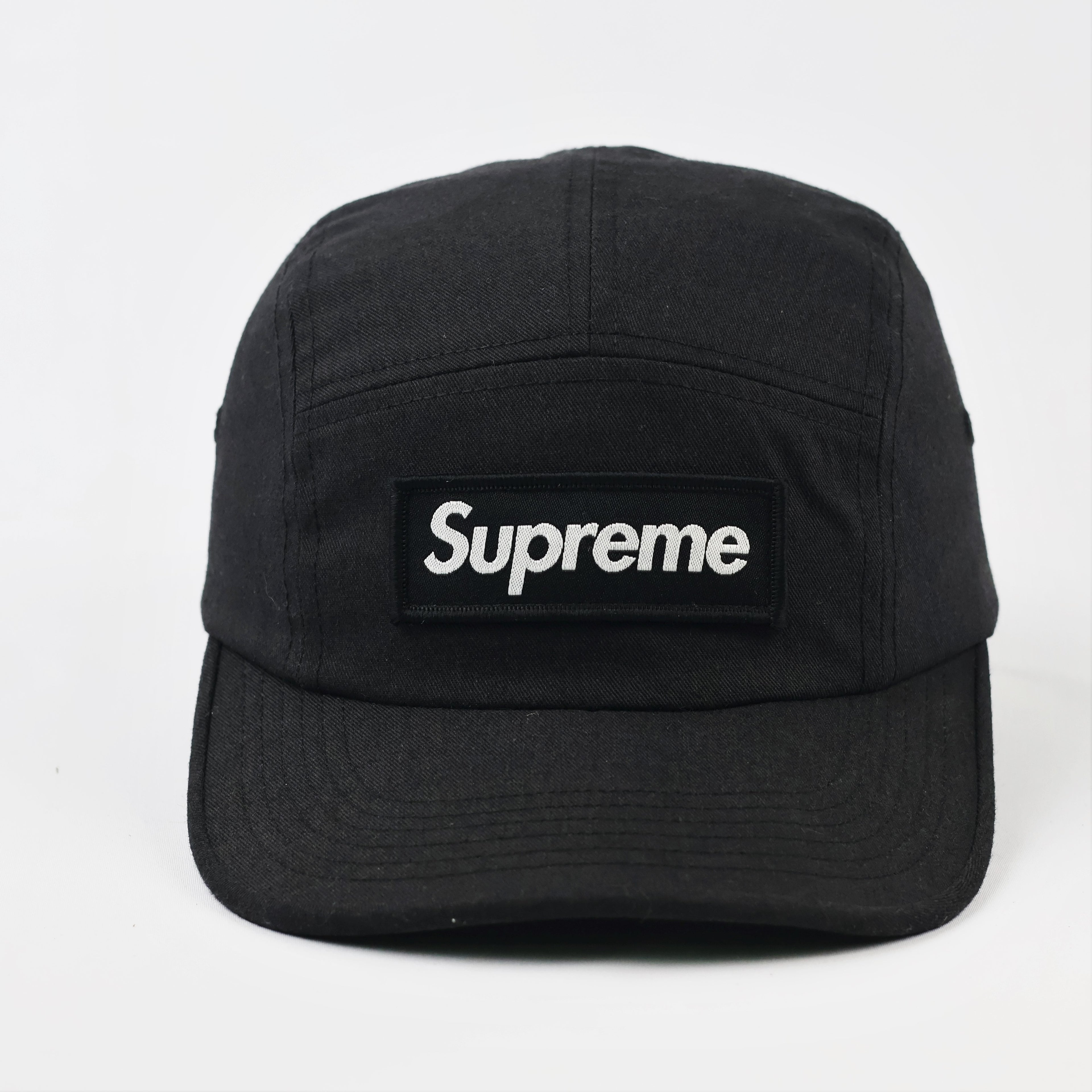 Vintage Supreme Black Camp Cap | Thrifted Adjustable Strapback Hat 56-58cm