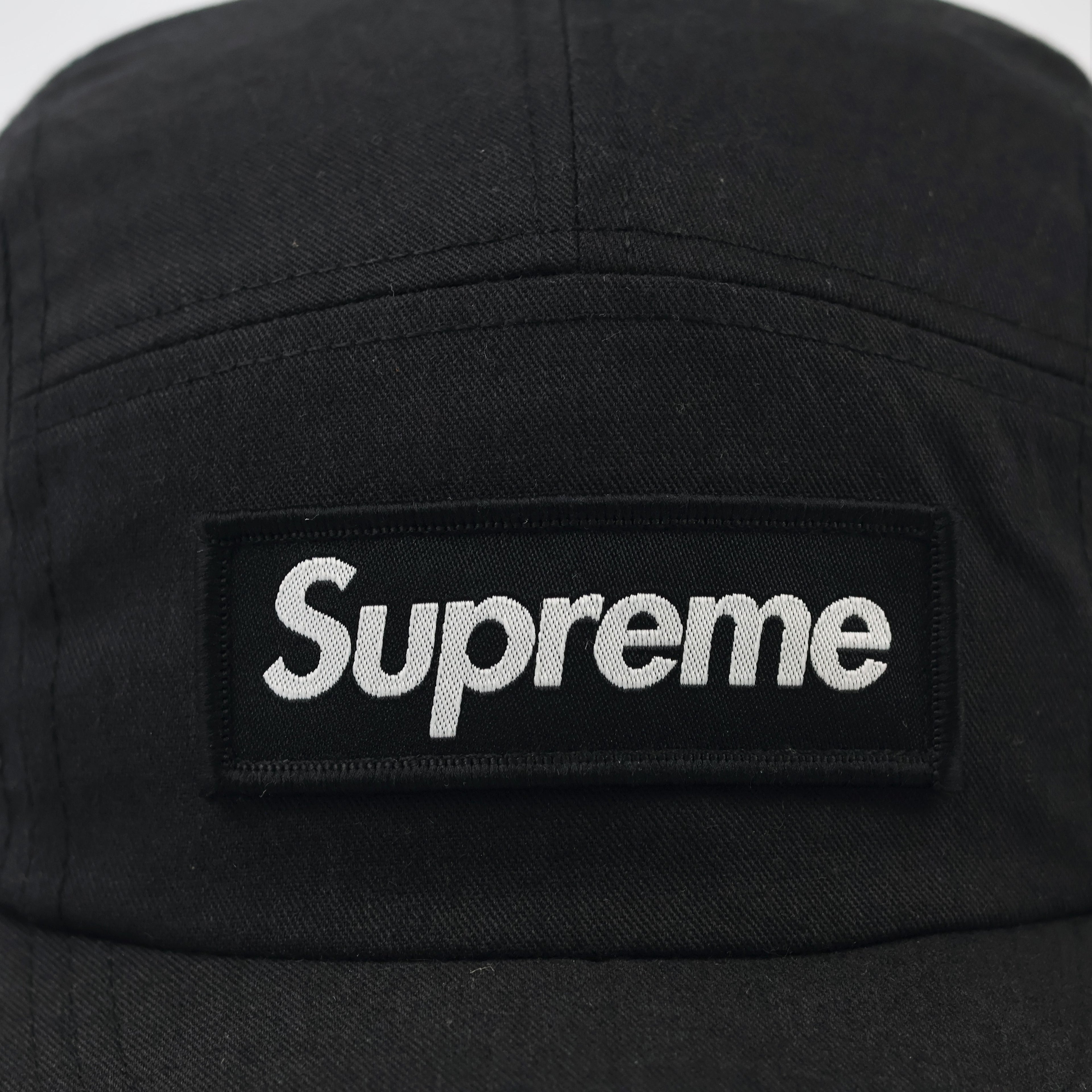 Vintage Supreme Black Camp Cap | Thrifted Adjustable Strapback Hat 56-58cm