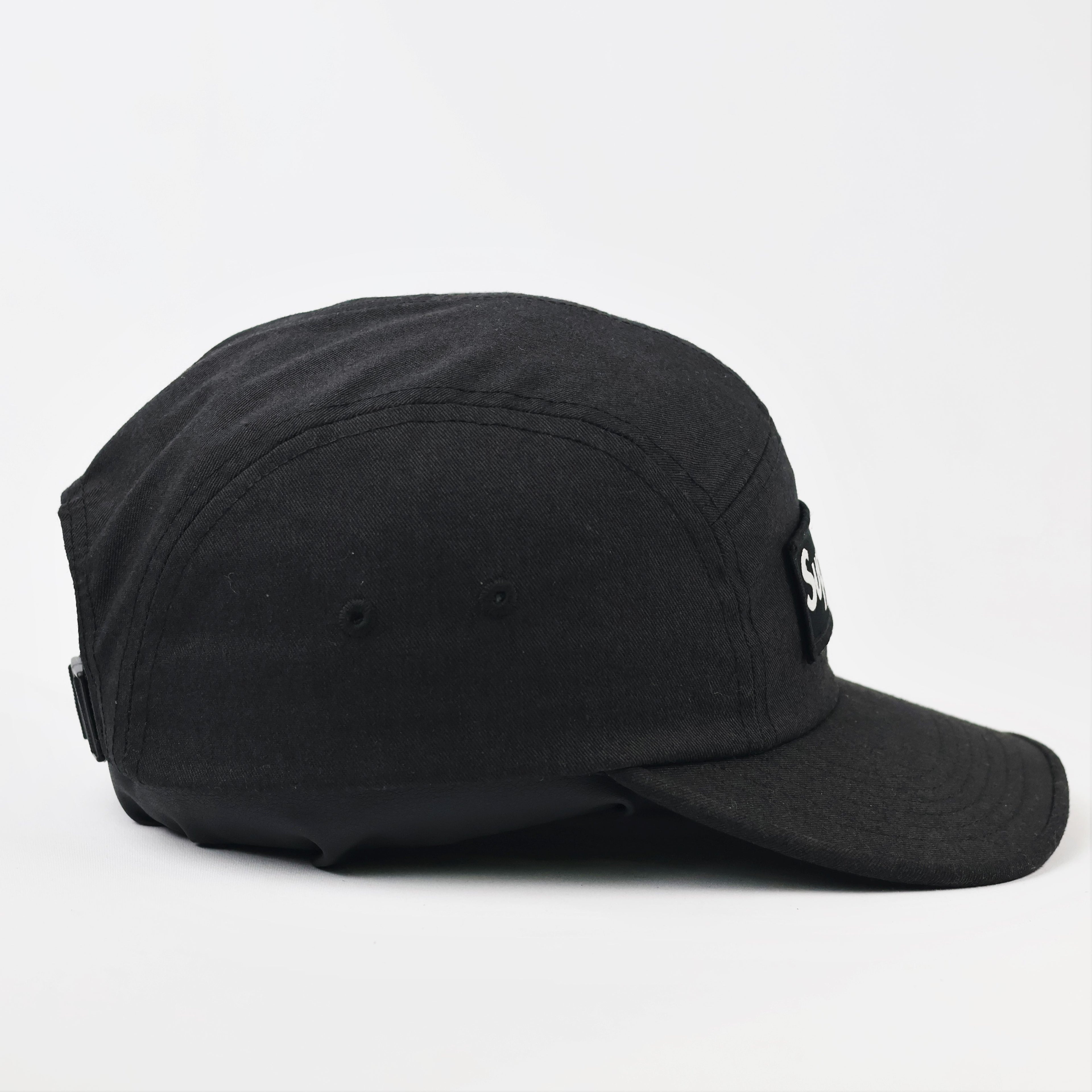 Vintage Supreme Black Camp Cap | Thrifted Adjustable Strapback Hat 56-58cm