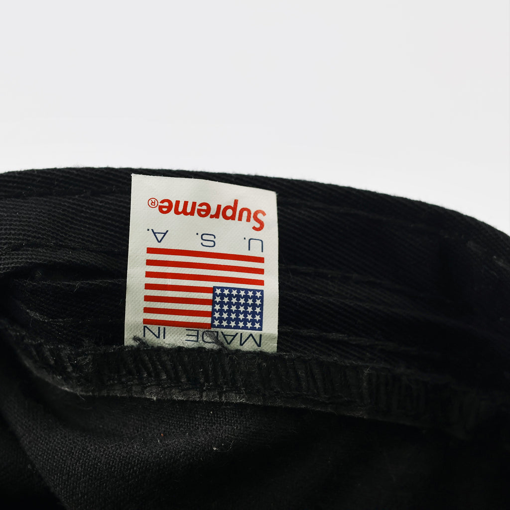 Vintage Supreme Black Camp Cap | Thrifted Adjustable Strapback Hat 56-58cm