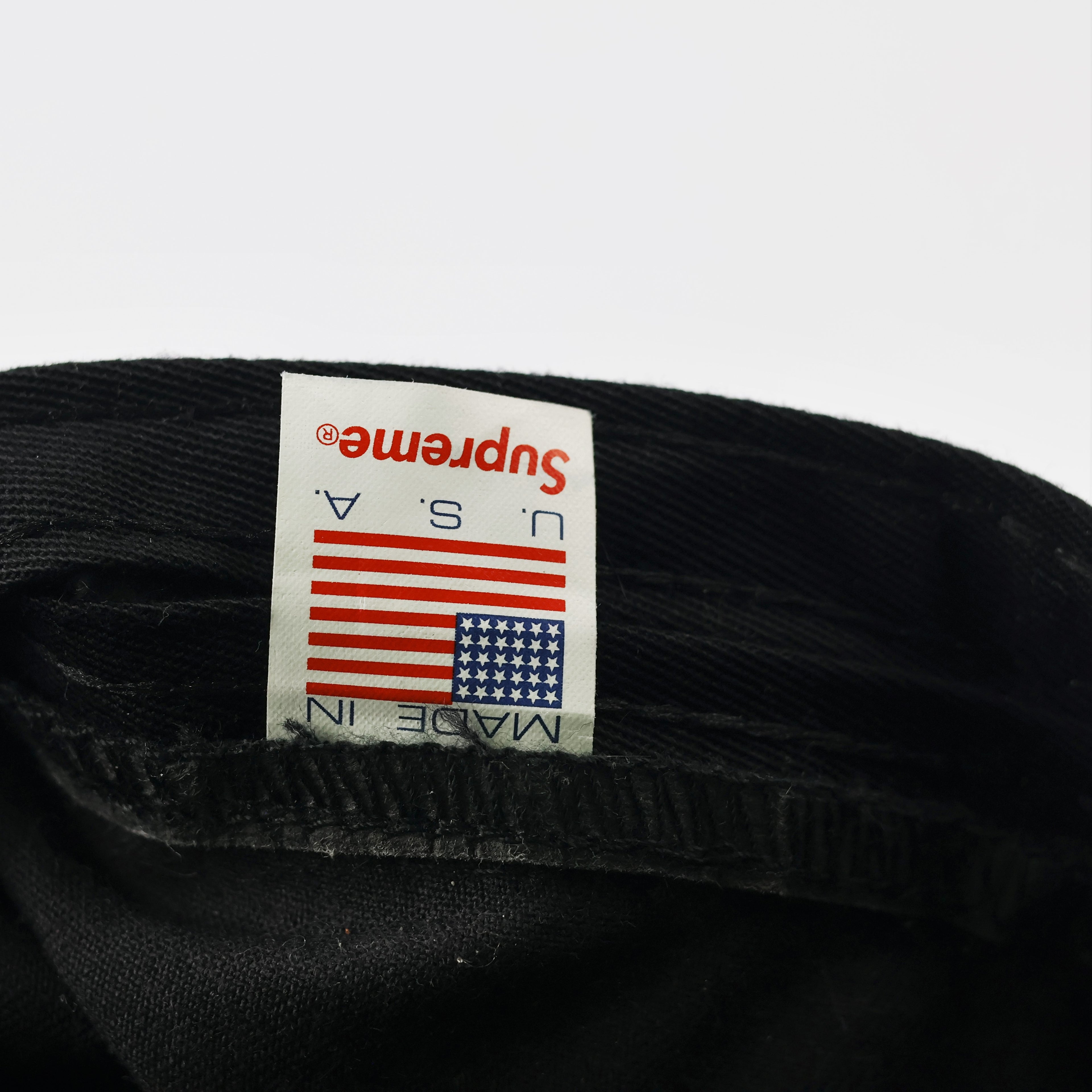 Vintage Supreme Black Camp Cap | Thrifted Adjustable Strapback Hat 56-58cm