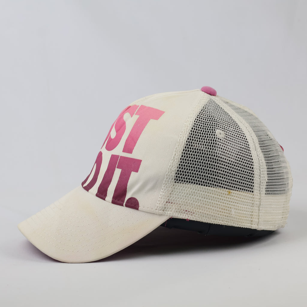 Vintage Nike Swoosh Mesh Back Trucker Cap - Pink Gradient Text Hat