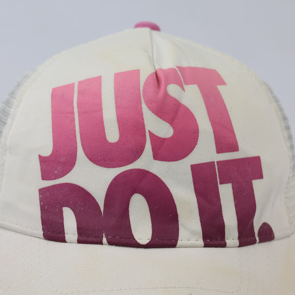Vintage Nike Swoosh Mesh Back Trucker Cap - Pink Gradient Text Hat