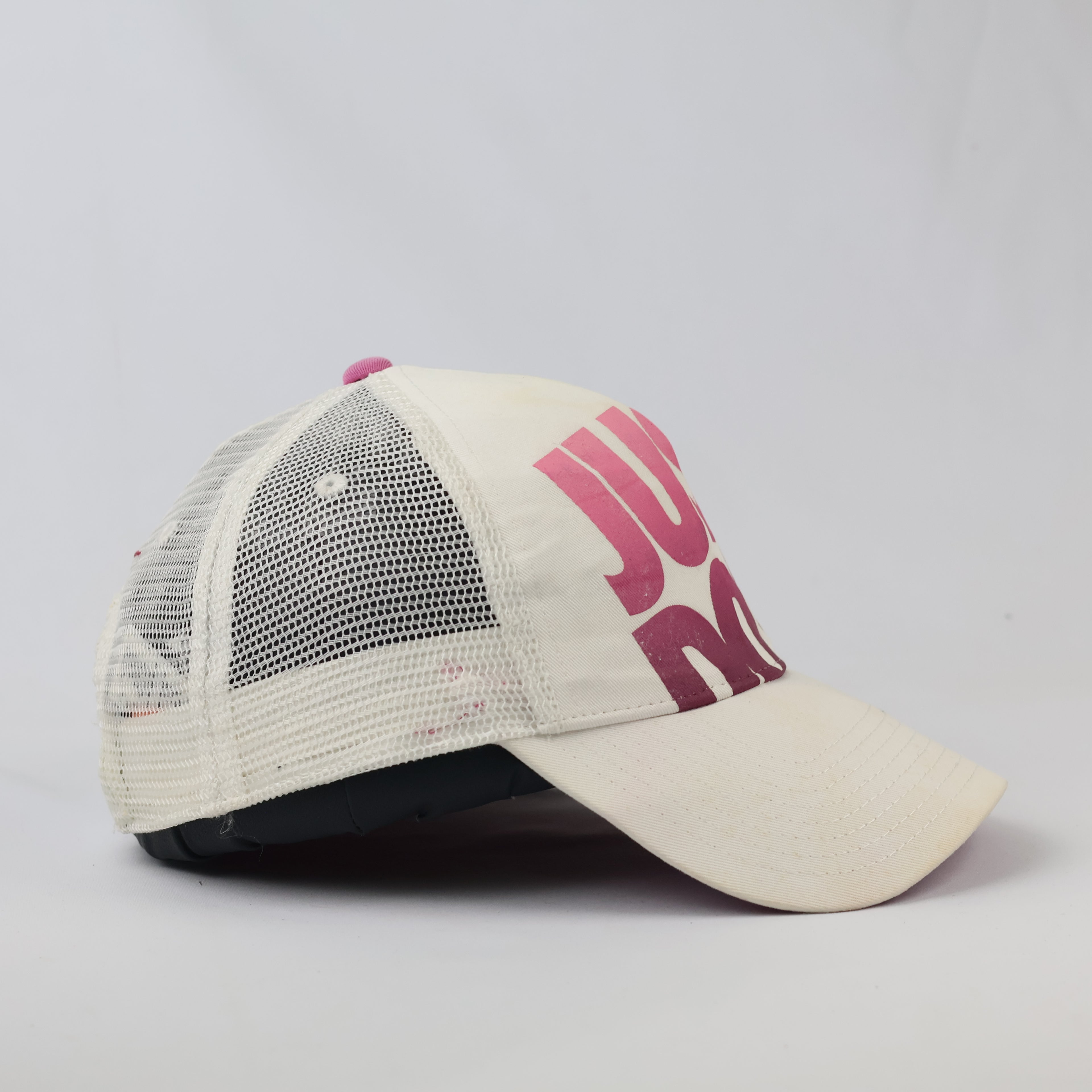 Vintage Nike Swoosh Mesh Back Trucker Cap - Pink Gradient Text Hat